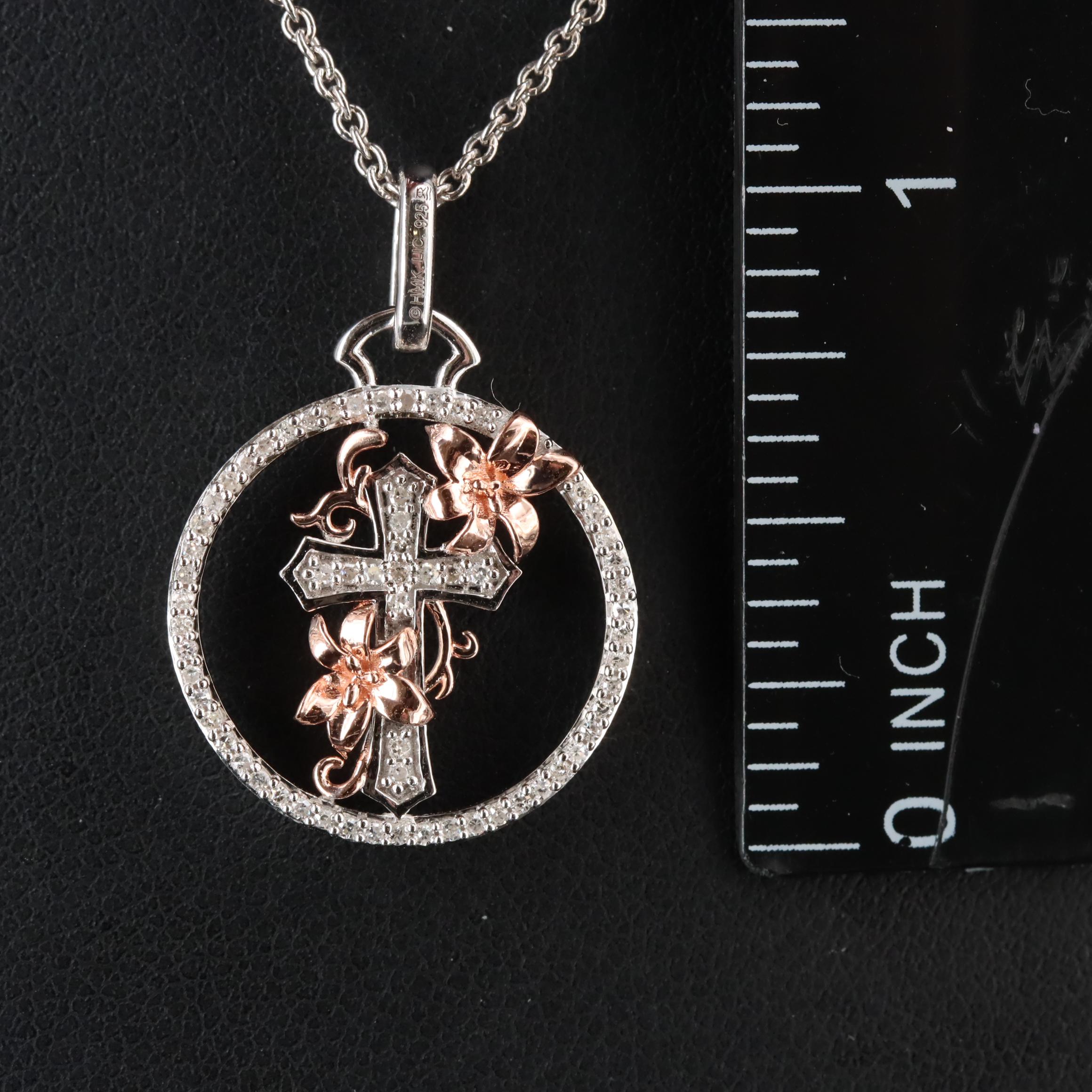 Hallmark Sterling Diamond Cross Pendant Necklace