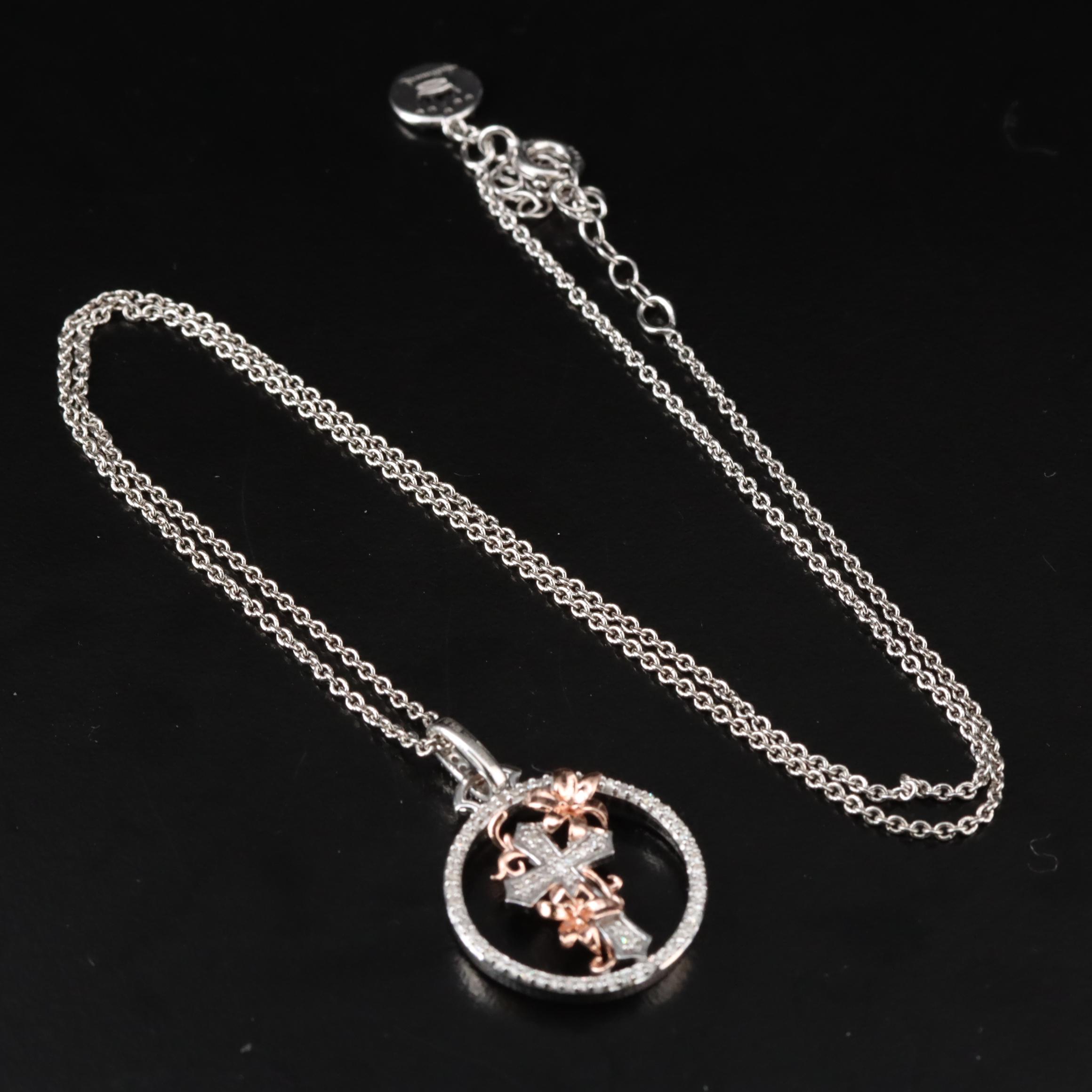 Hallmark Sterling Diamond Cross Pendant Necklace