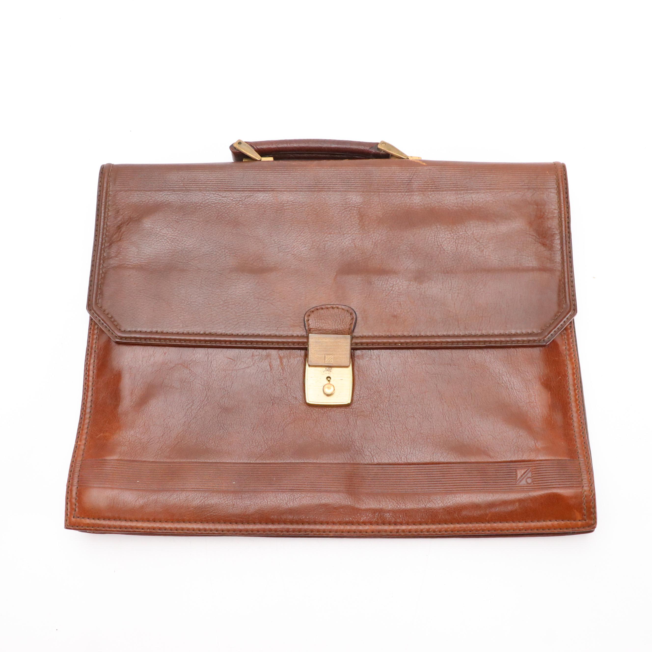 Jean-Charles de Castelbajac & Dadpel Briefcase in Light Brown and Brown Leather