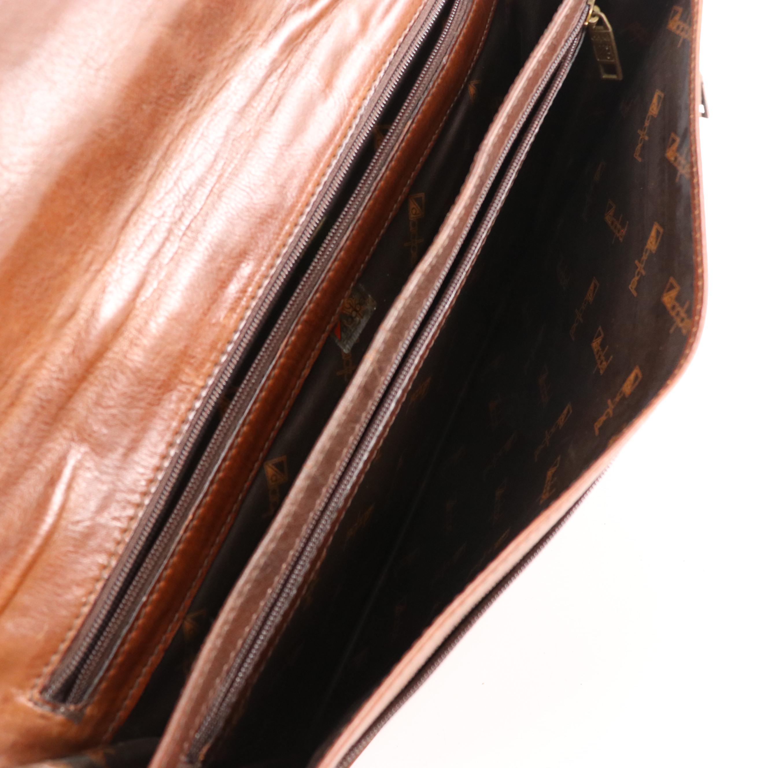 Jean-Charles de Castelbajac & Dadpel Briefcase in Light Brown and Brown Leather