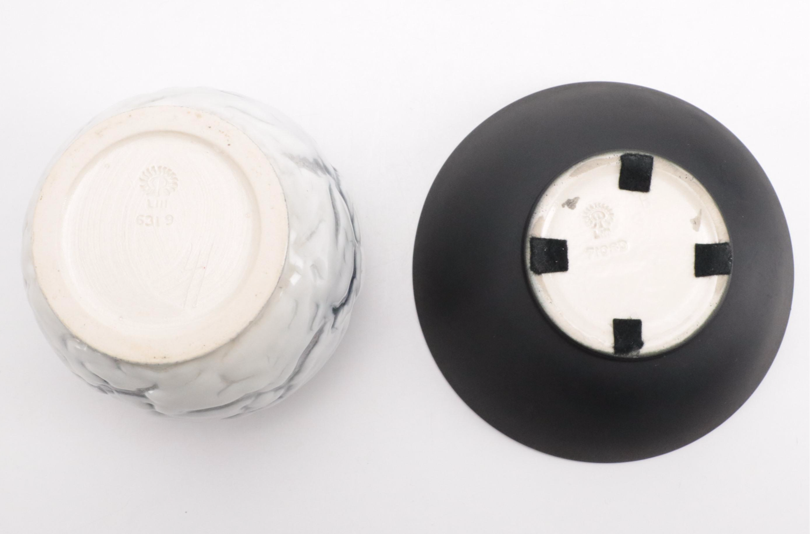 Rookwood Pottery Cirrus Glaze Ceramic Vase and Lidded Bowl, 1953