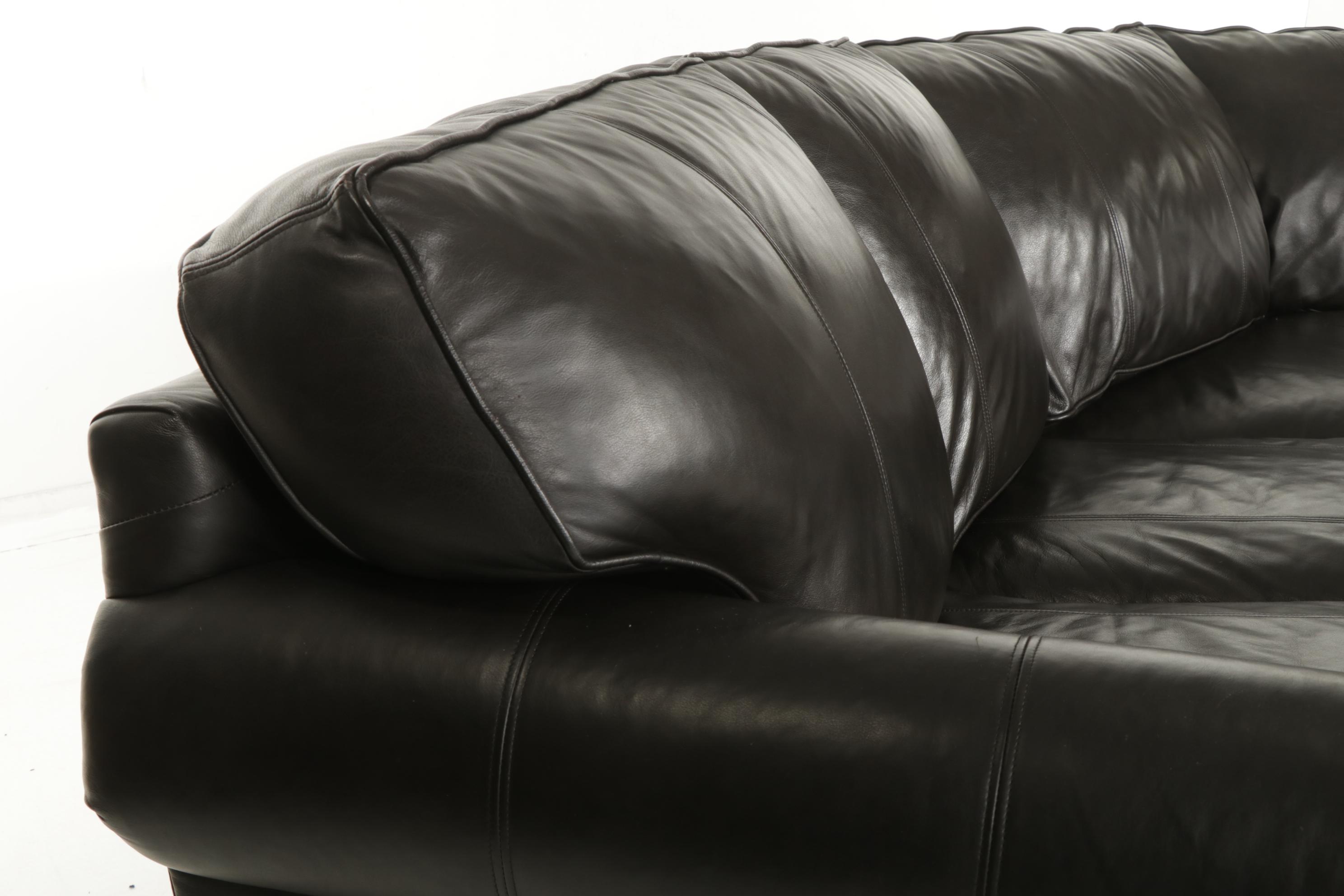 Arhaus Two-Piece Leather Roll-Arm Sectional Sofa