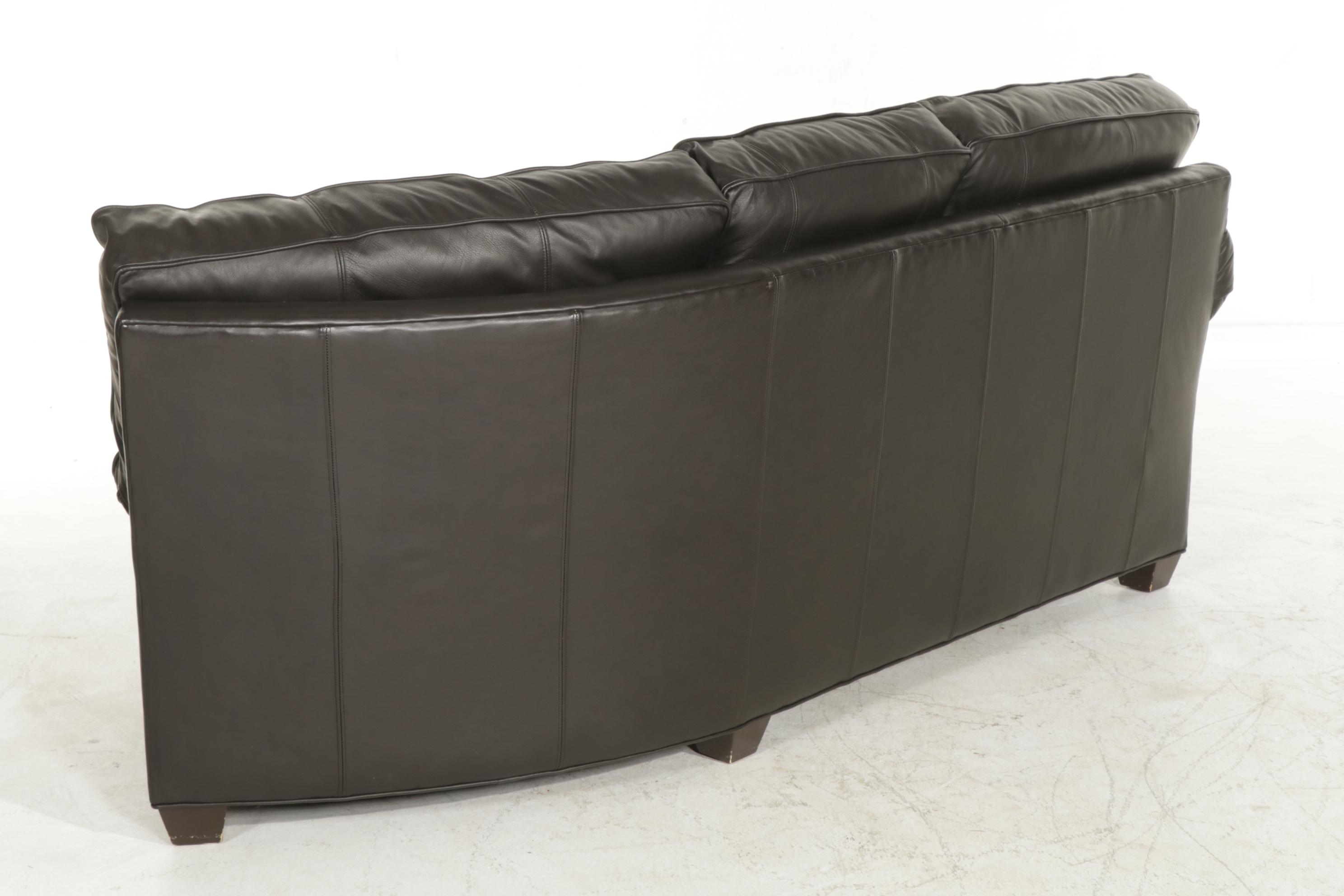 Arhaus Two-Piece Leather Roll-Arm Sectional Sofa