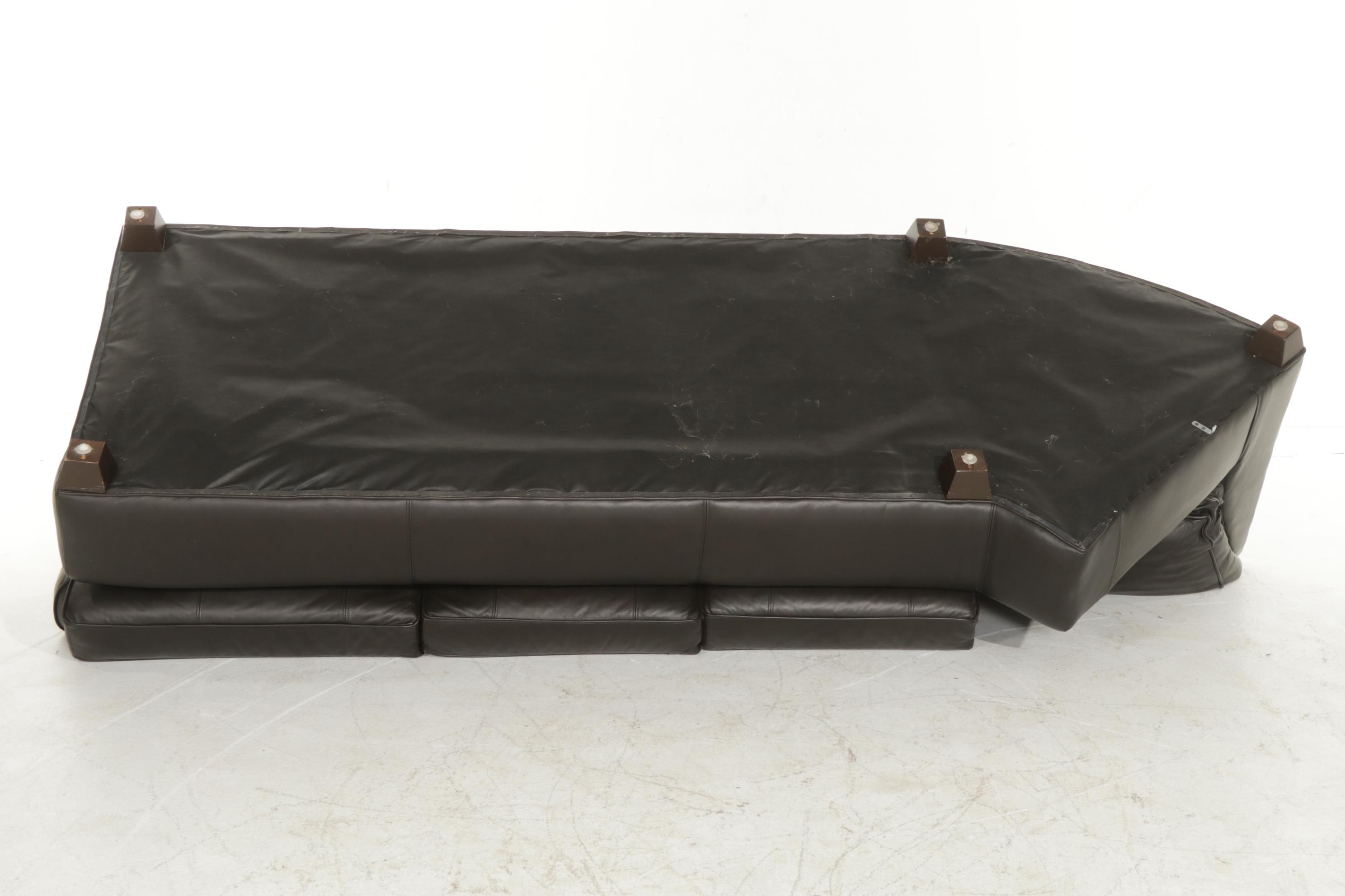 Arhaus Two-Piece Leather Roll-Arm Sectional Sofa