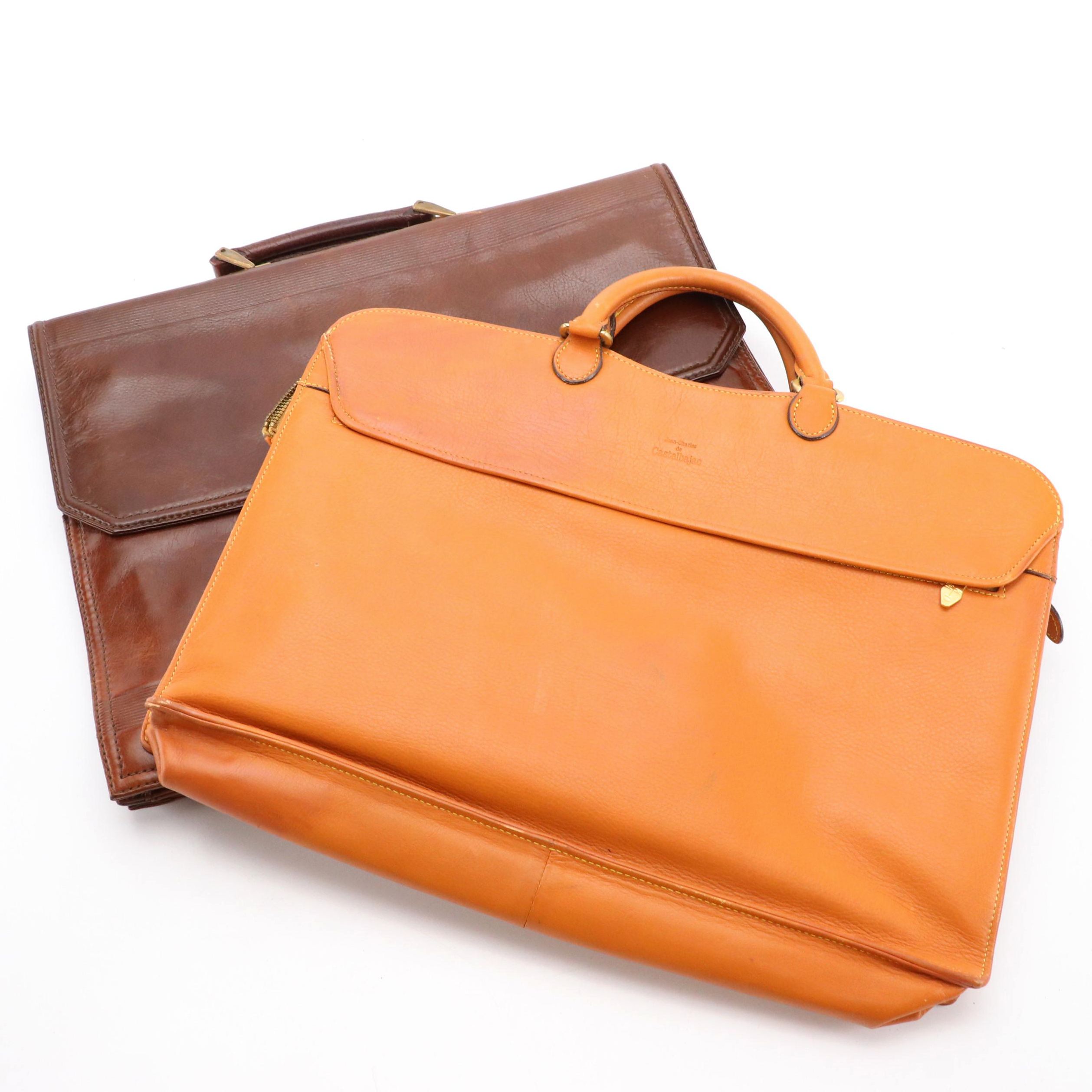 Jean-Charles de Castelbajac & Dadpel Briefcase in Light Brown and Brown Leather