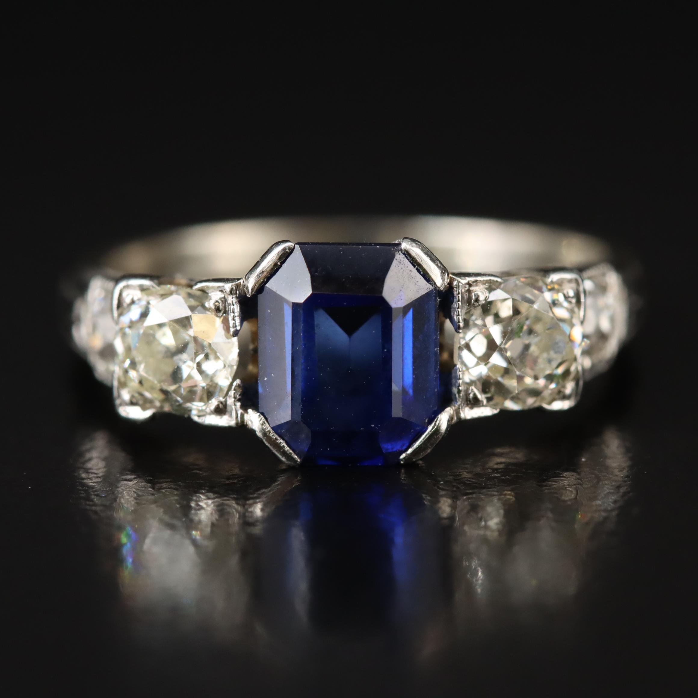 Art Deco 18K Sapphire and Diamond Ring