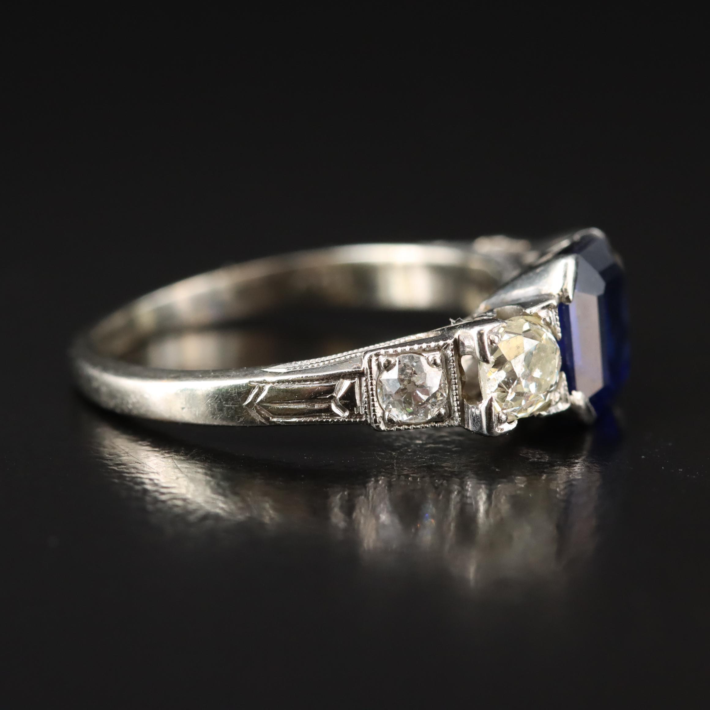Art Deco 18K Sapphire and Diamond Ring