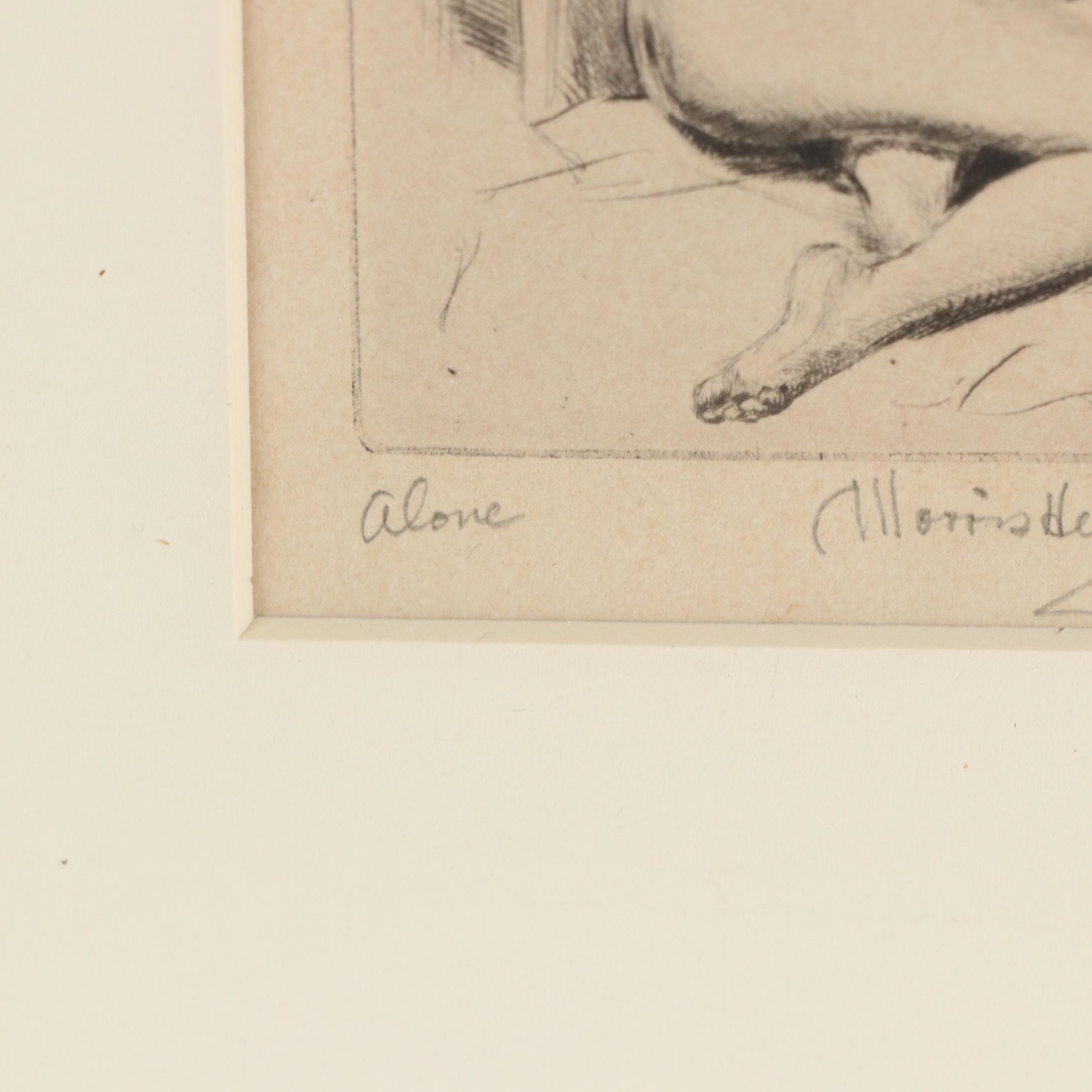 Morris Henry Hobbs Nude Figural Etching "Alone," Circa 1938