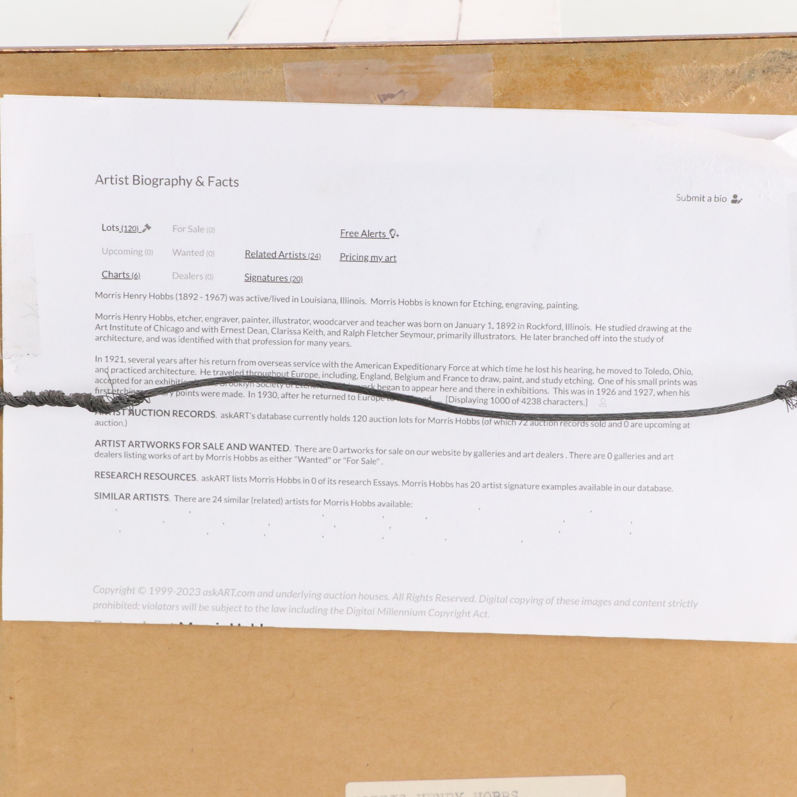 Morris Henry Hobbs Nude Figural Etching "Alone," Circa 1938