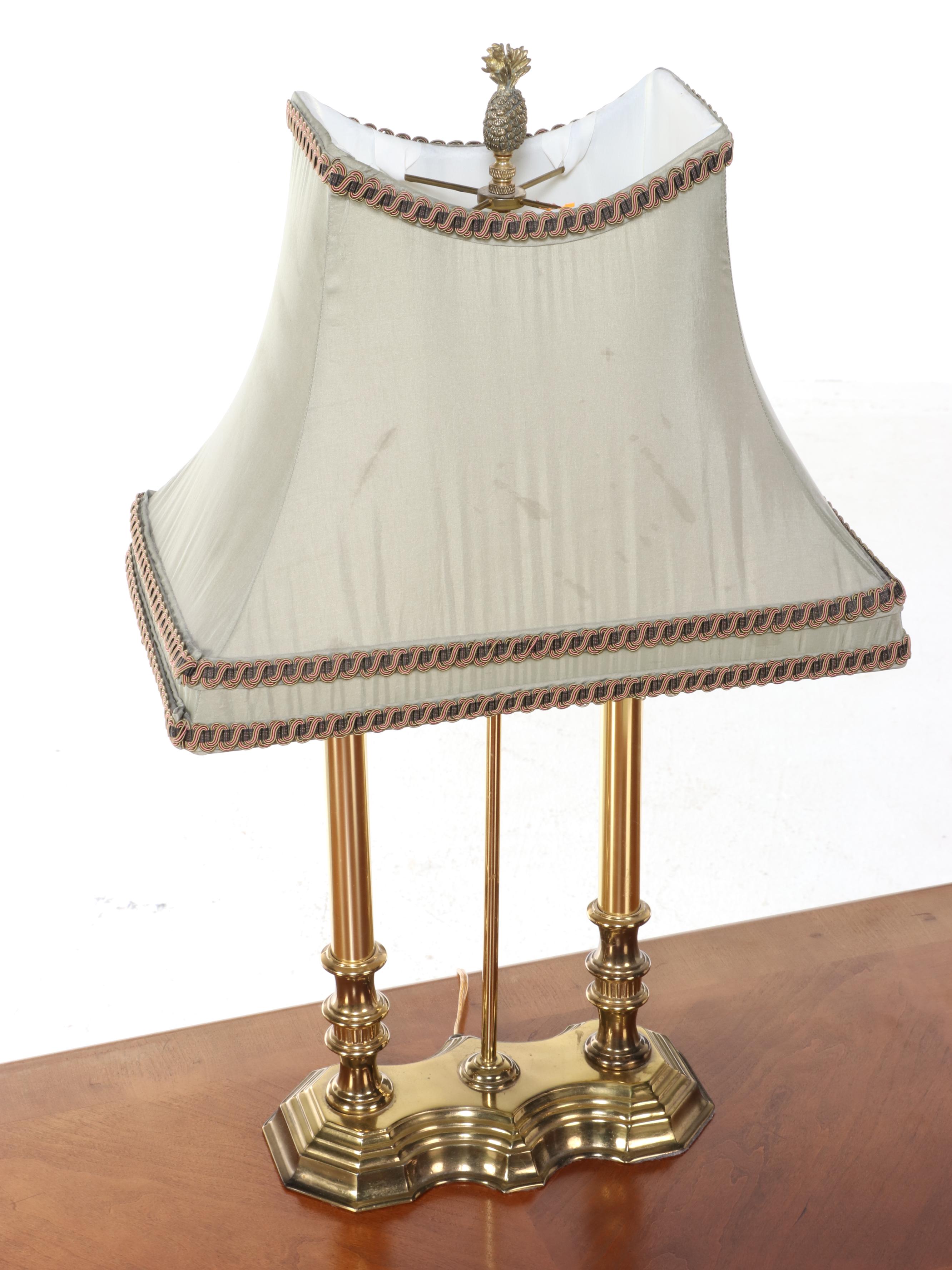 Georgian Style Desk with Leather Office Chair and Brass Lamp