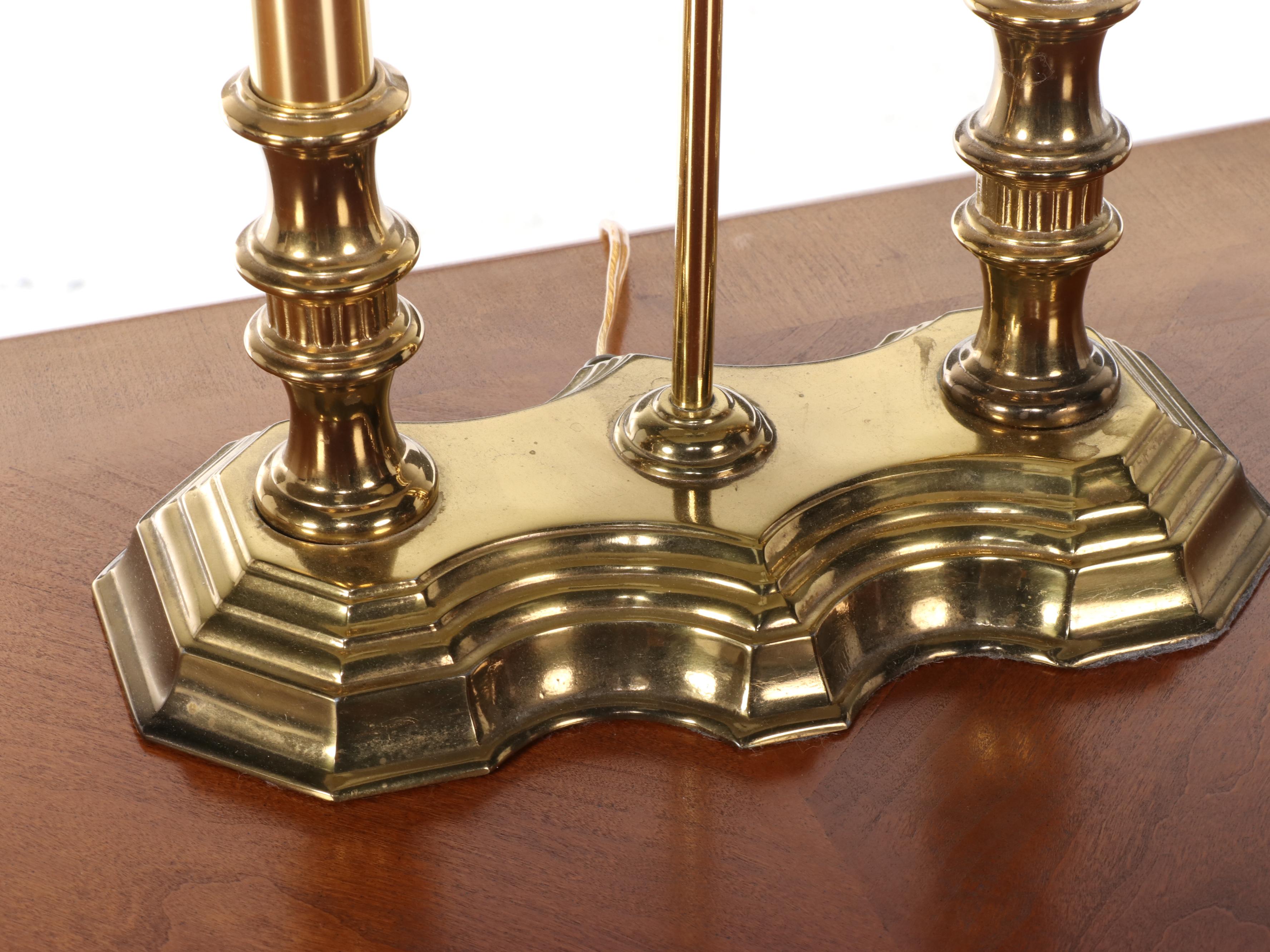 Georgian Style Desk with Leather Office Chair and Brass Lamp
