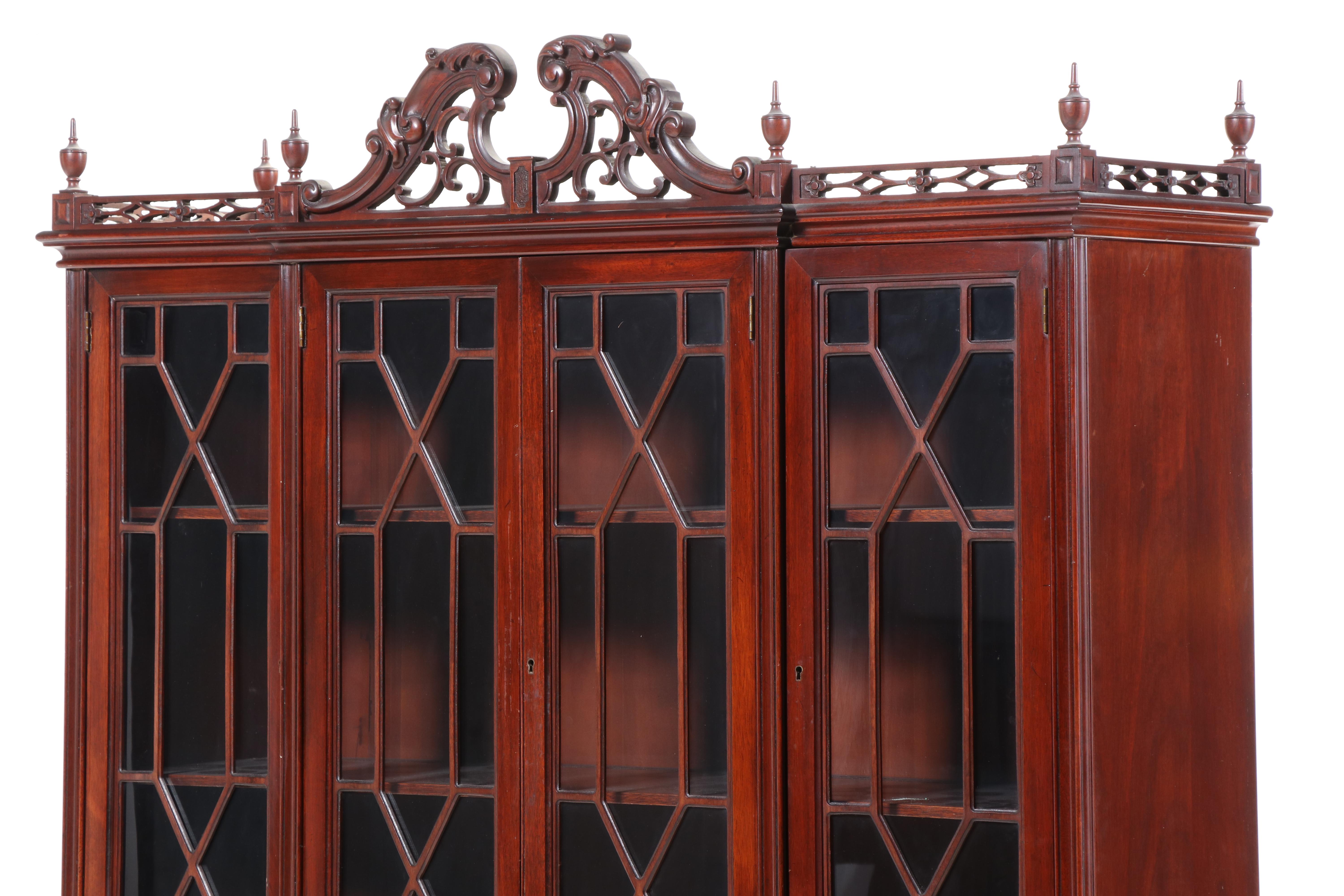 J. B. Van Sciver Co. George III Style Carved Mahogany Breakfront Cabinet