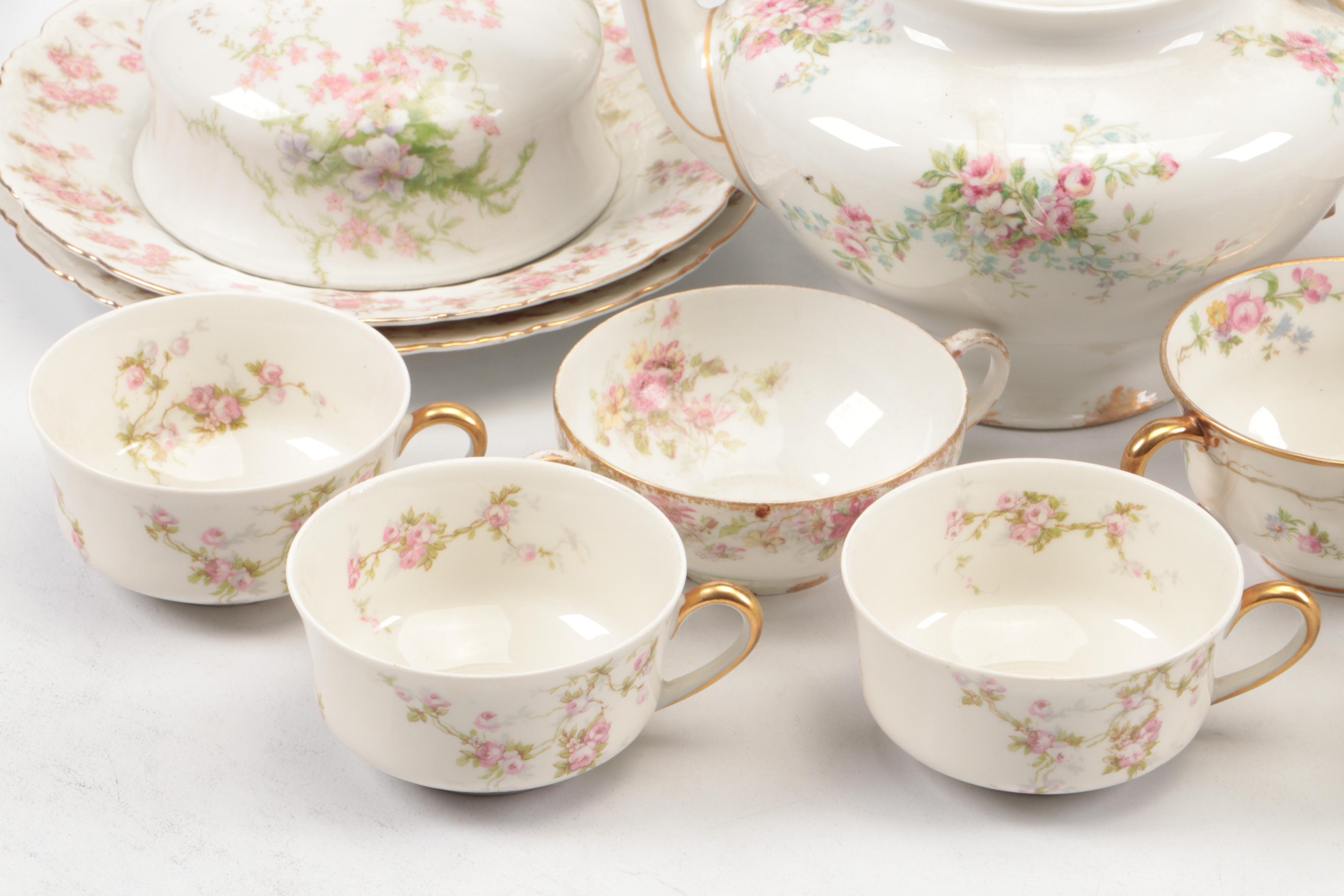 Elite with Other Limoges and Porcelain Flower Pattern Dinner and Serveware