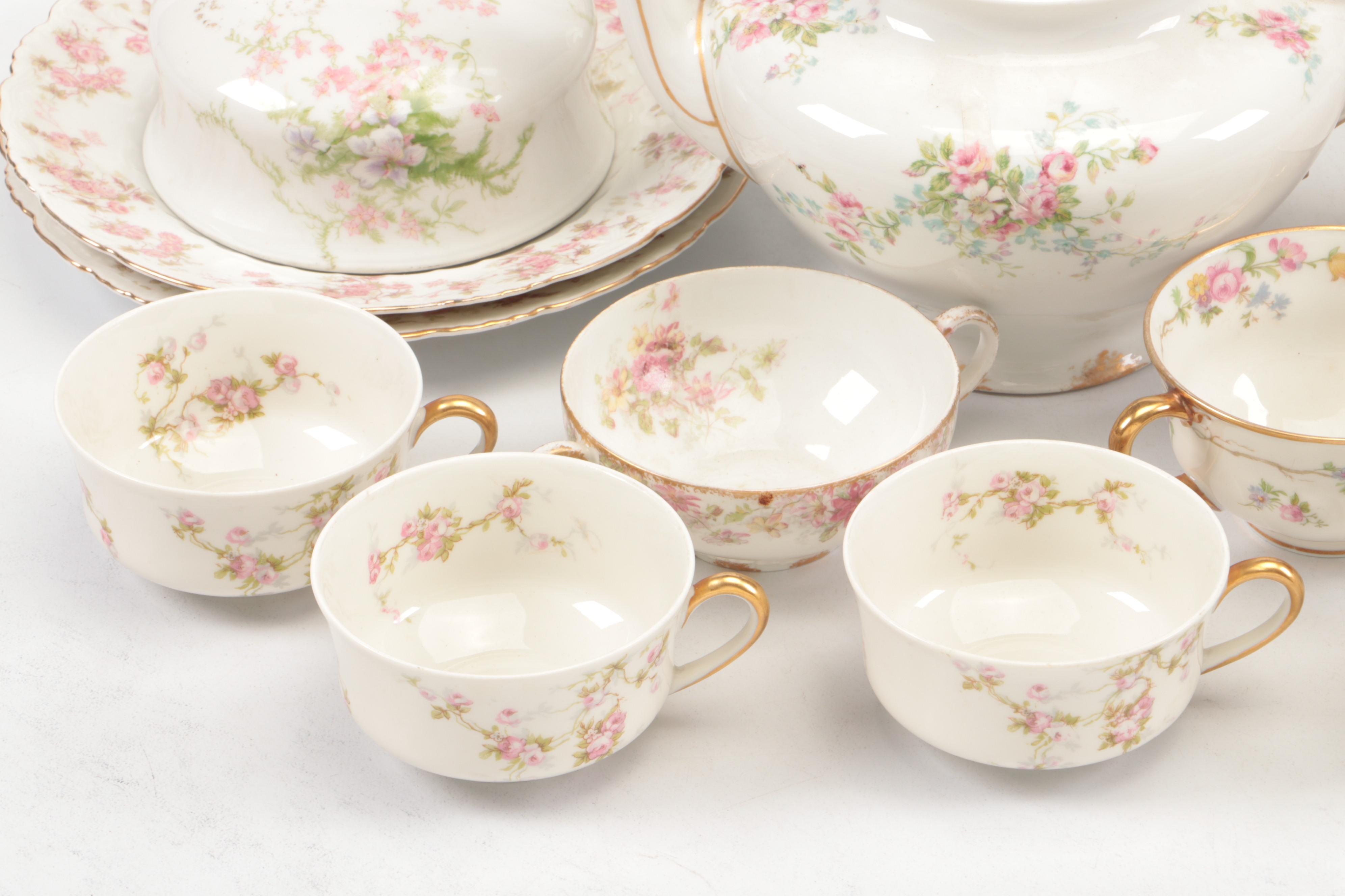 Elite with Other Limoges and Porcelain Flower Pattern Dinner and Serveware