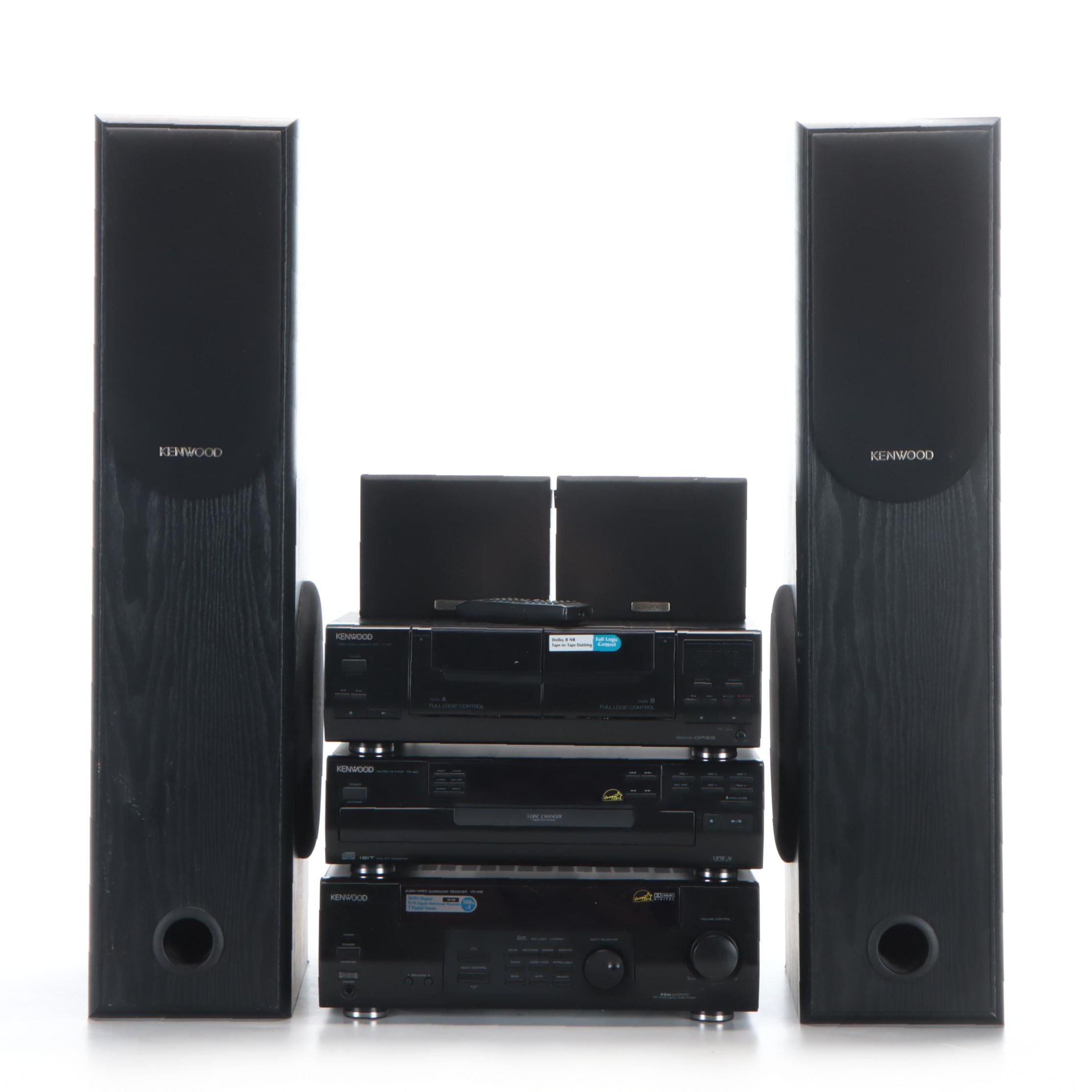 Kenwood Multiple CD Player, Speakers, Cassette Player, and Audio-Video Receiver