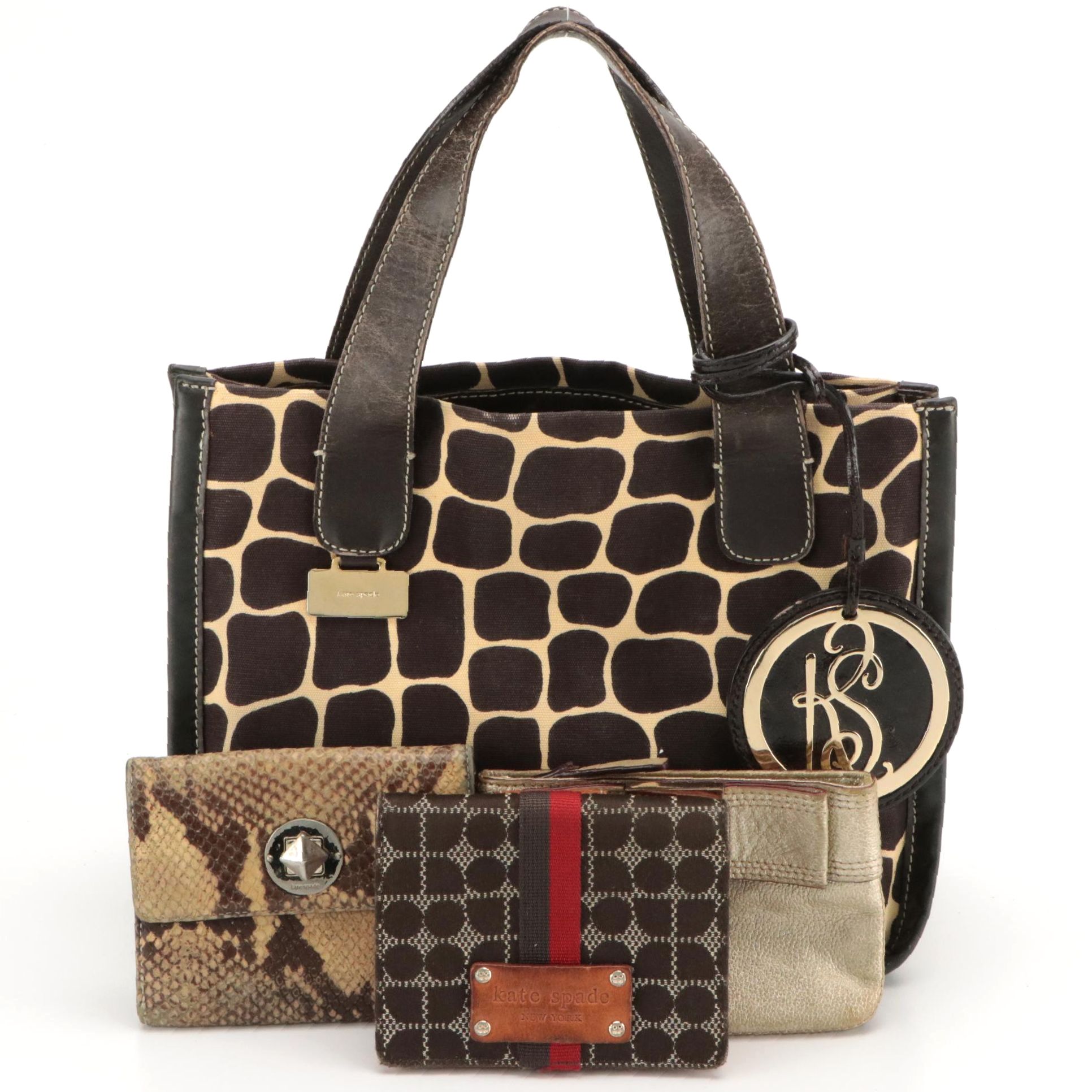 Kate Spade Animal Print Tote, Bifold Wallets and Coin Pouch in Leather & Canvas