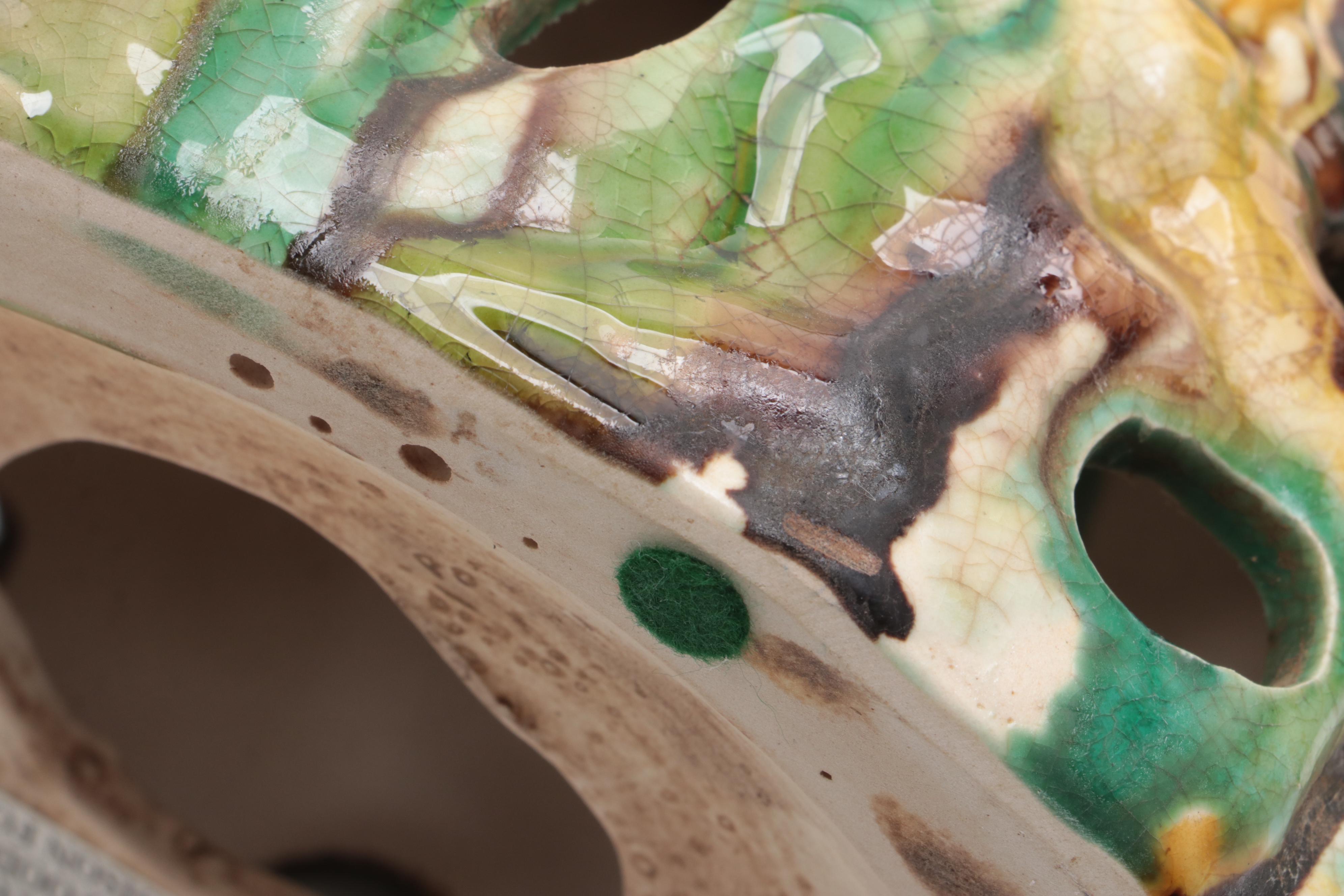 Pair of Chinese Majolica Green Parrot Figurines