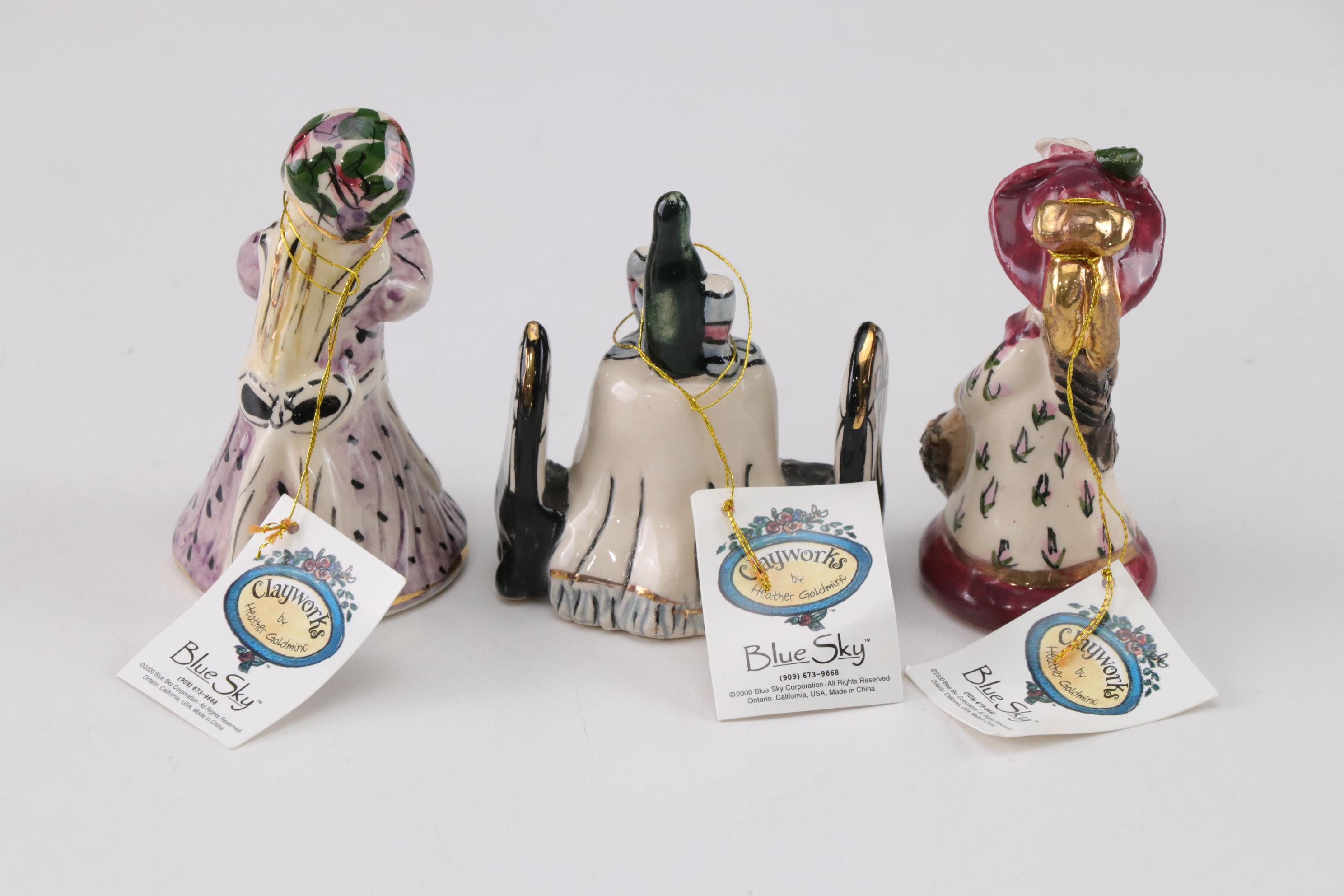 Three Blue Sky "Clayworks" Figurines with Hand-Painted Footed Bowl and More