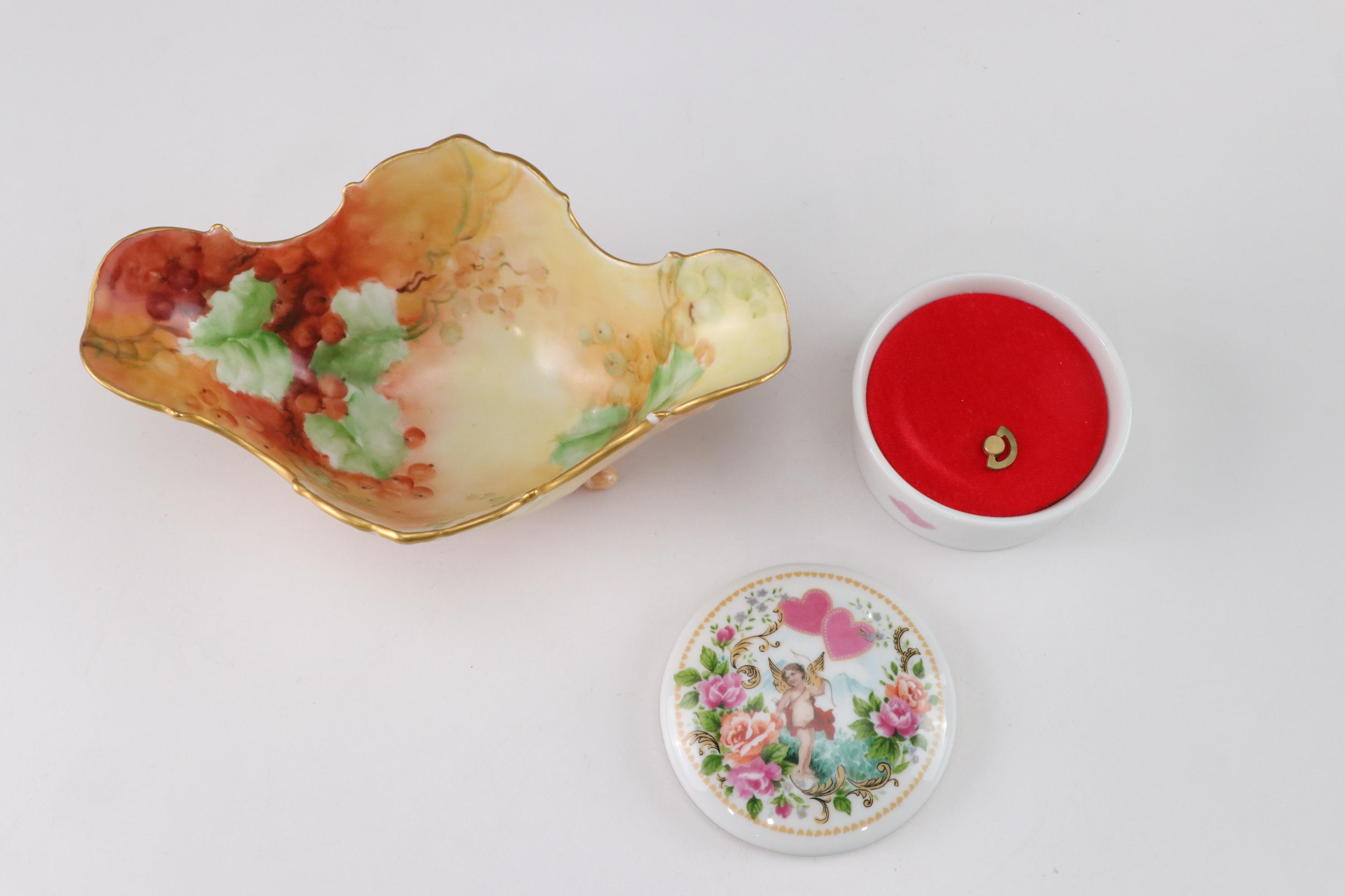 Three Blue Sky "Clayworks" Figurines with Hand-Painted Footed Bowl and More