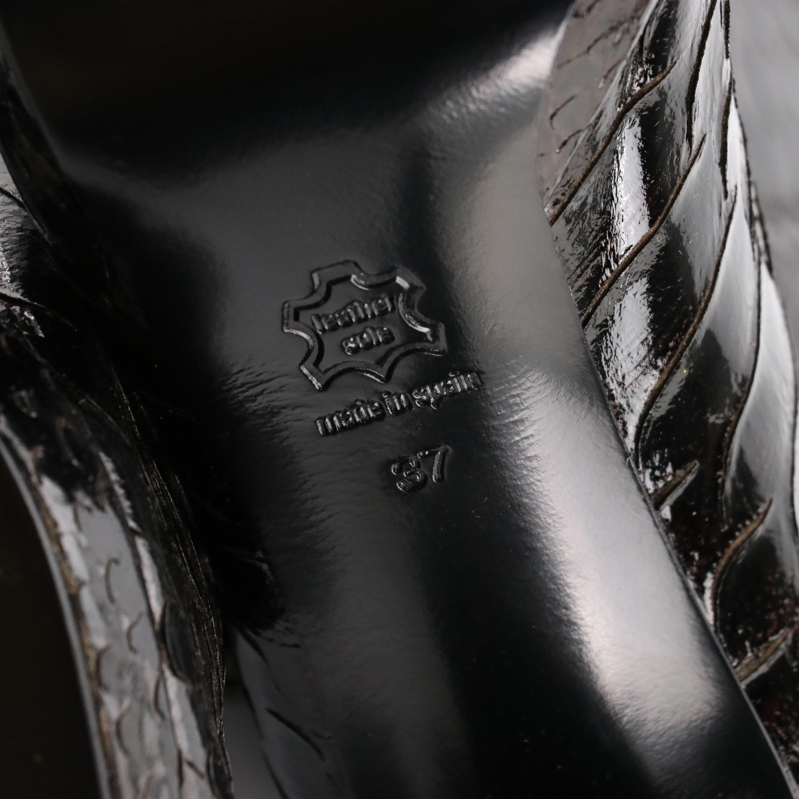 Sergio Rossi Python Embossed Patent Leather High-Heel Boots