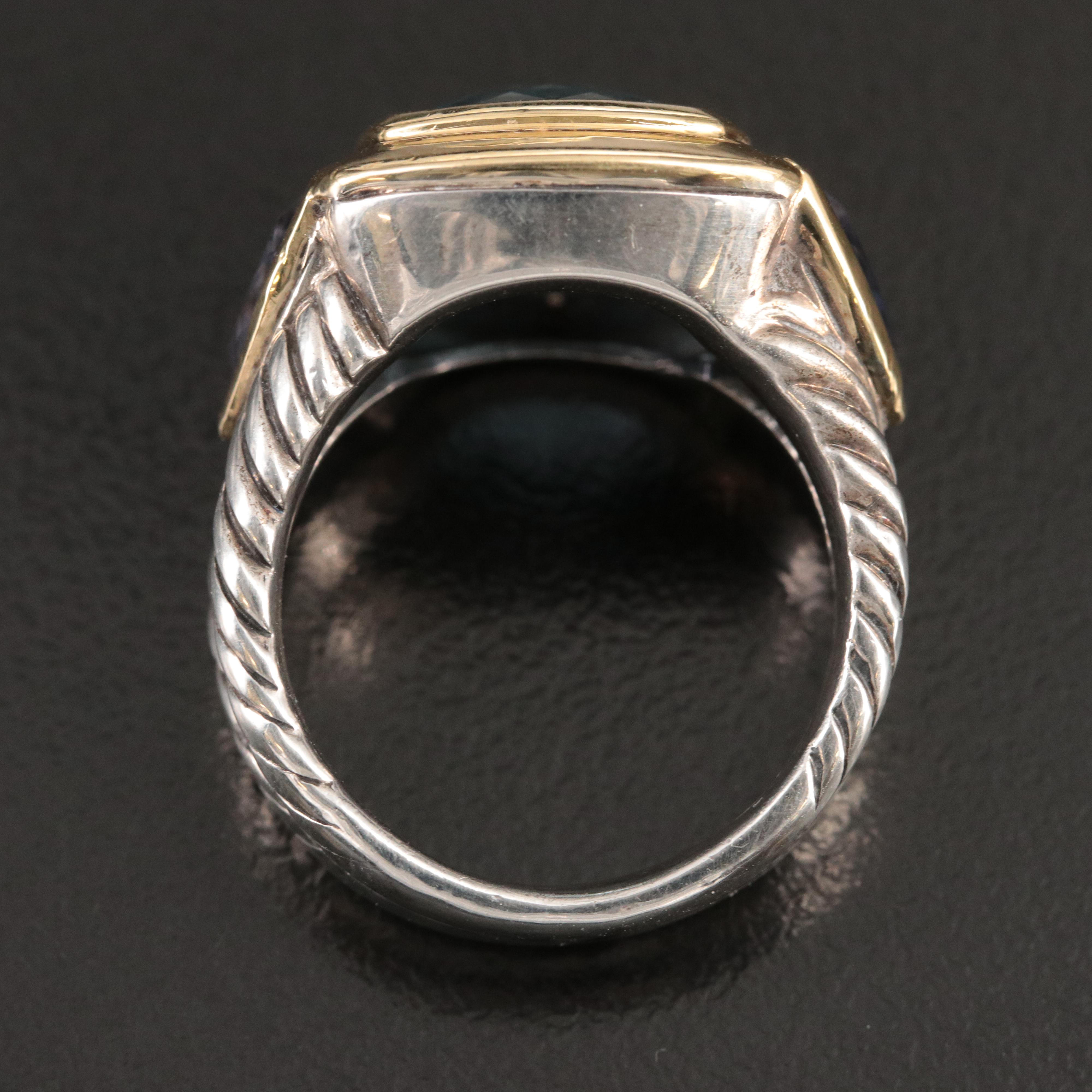 David Yurman Sterling, 18K, Topaz and Iolite Ring