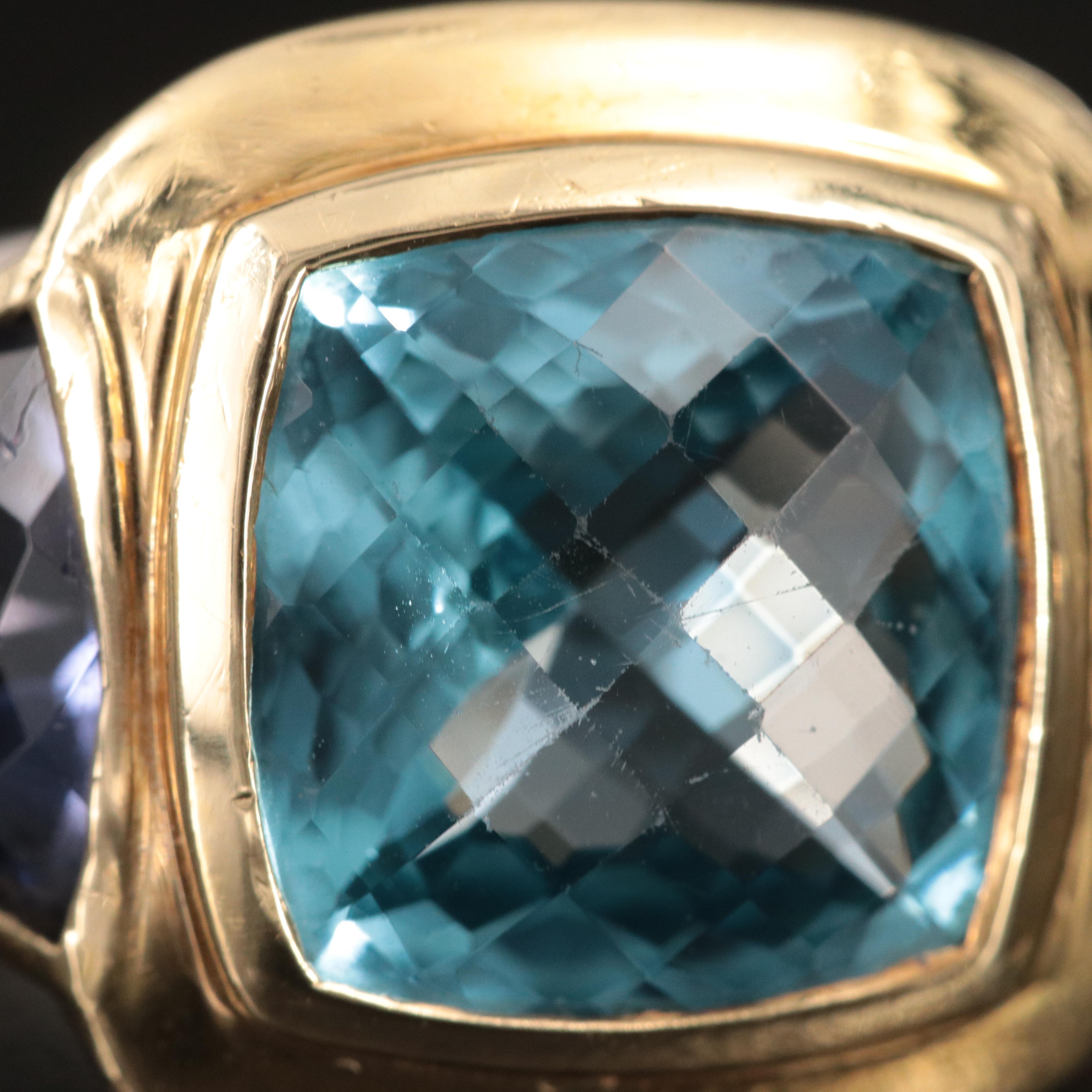 David Yurman Sterling, 18K, Topaz and Iolite Ring