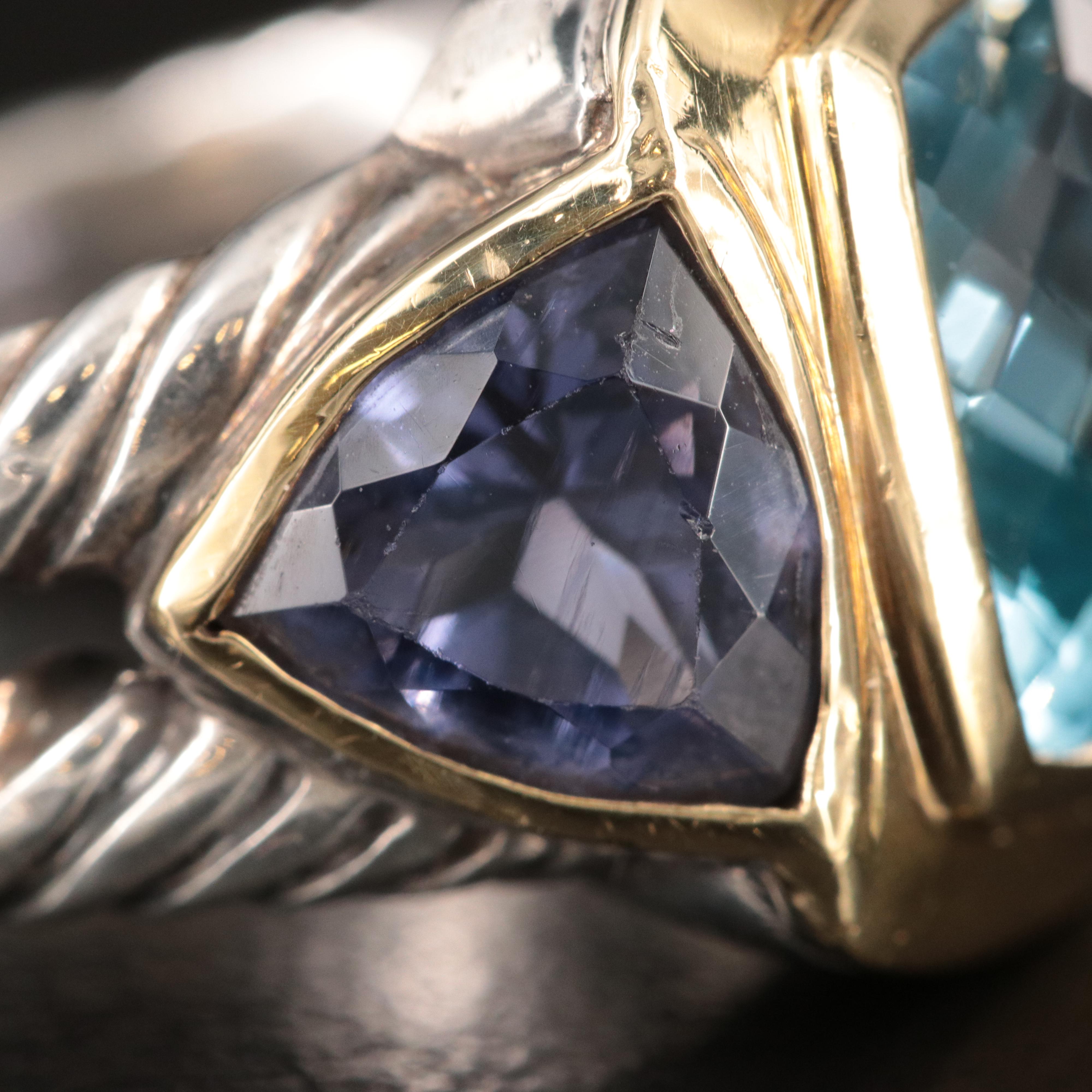 David Yurman Sterling, 18K, Topaz and Iolite Ring