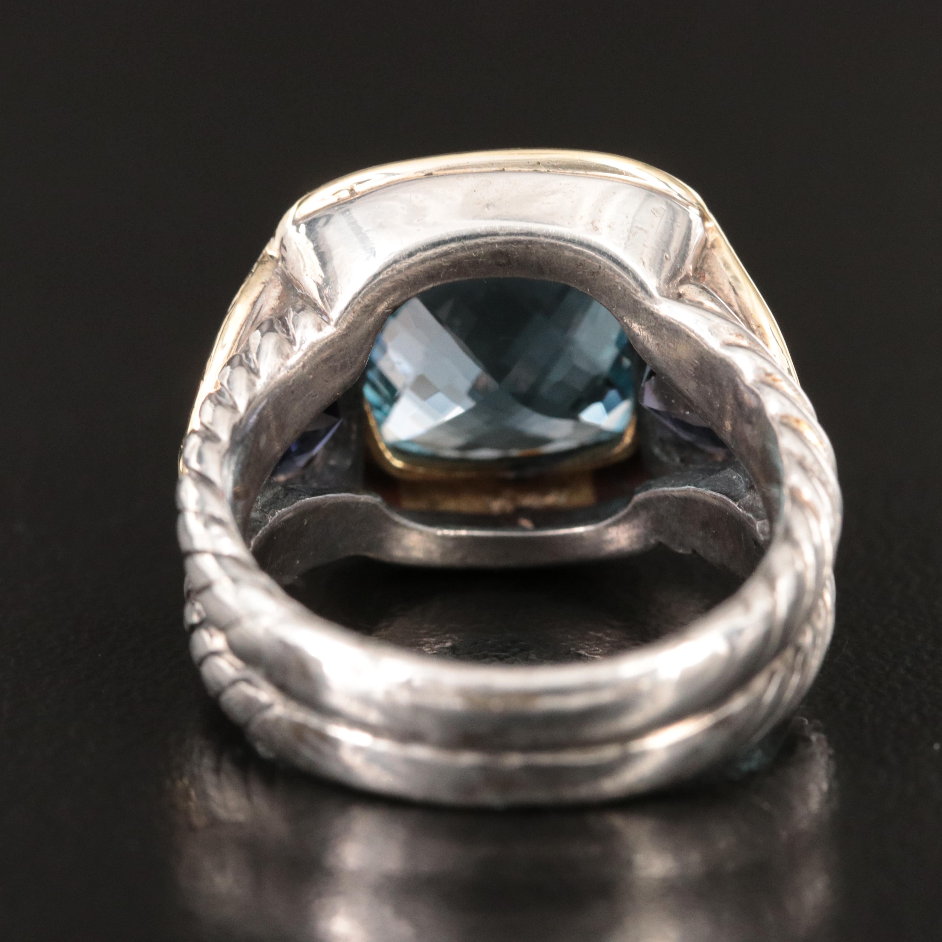 David Yurman Sterling, 18K, Topaz and Iolite Ring