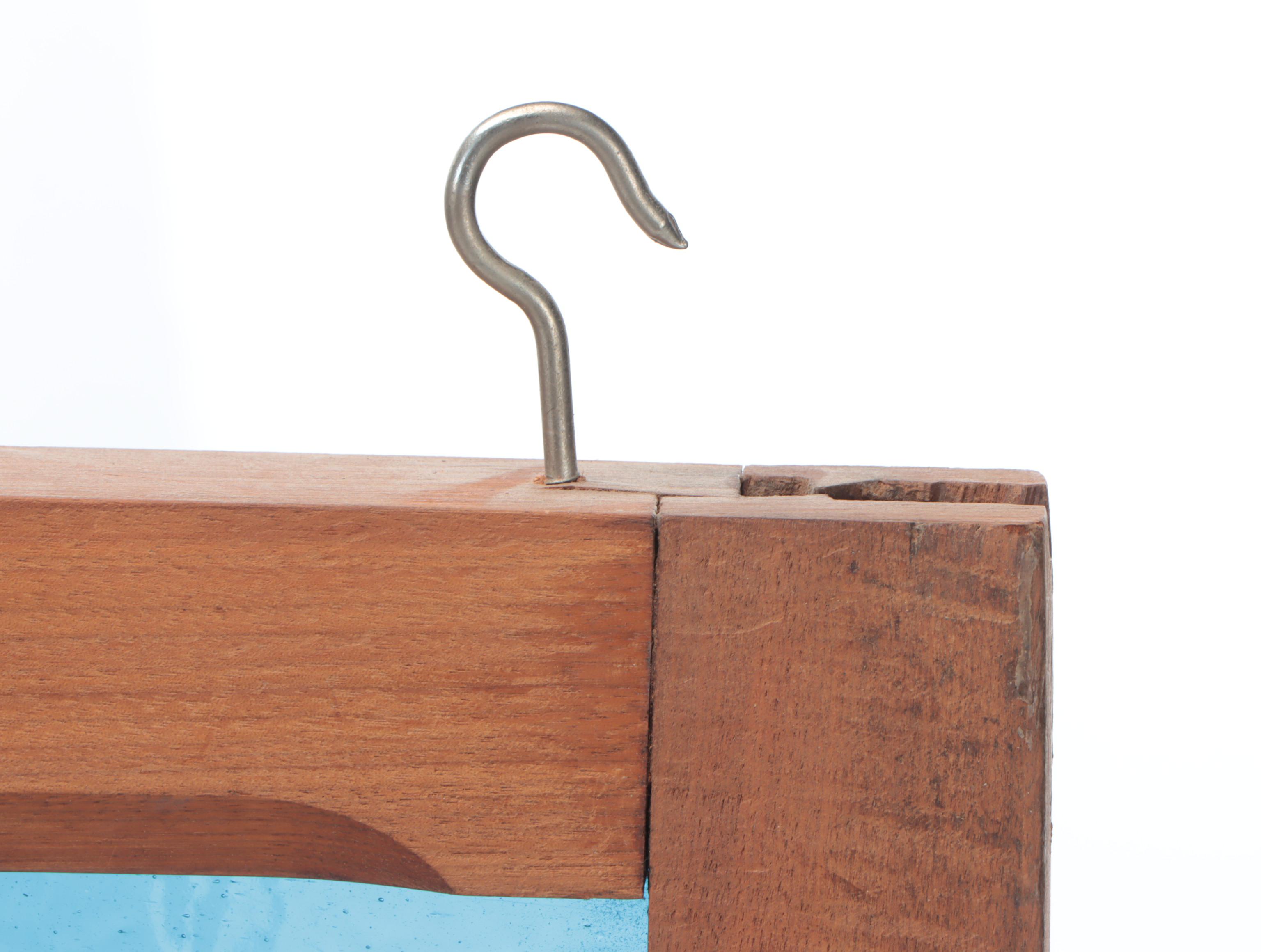 Hanging Stained Glass Panel in Wood Frame