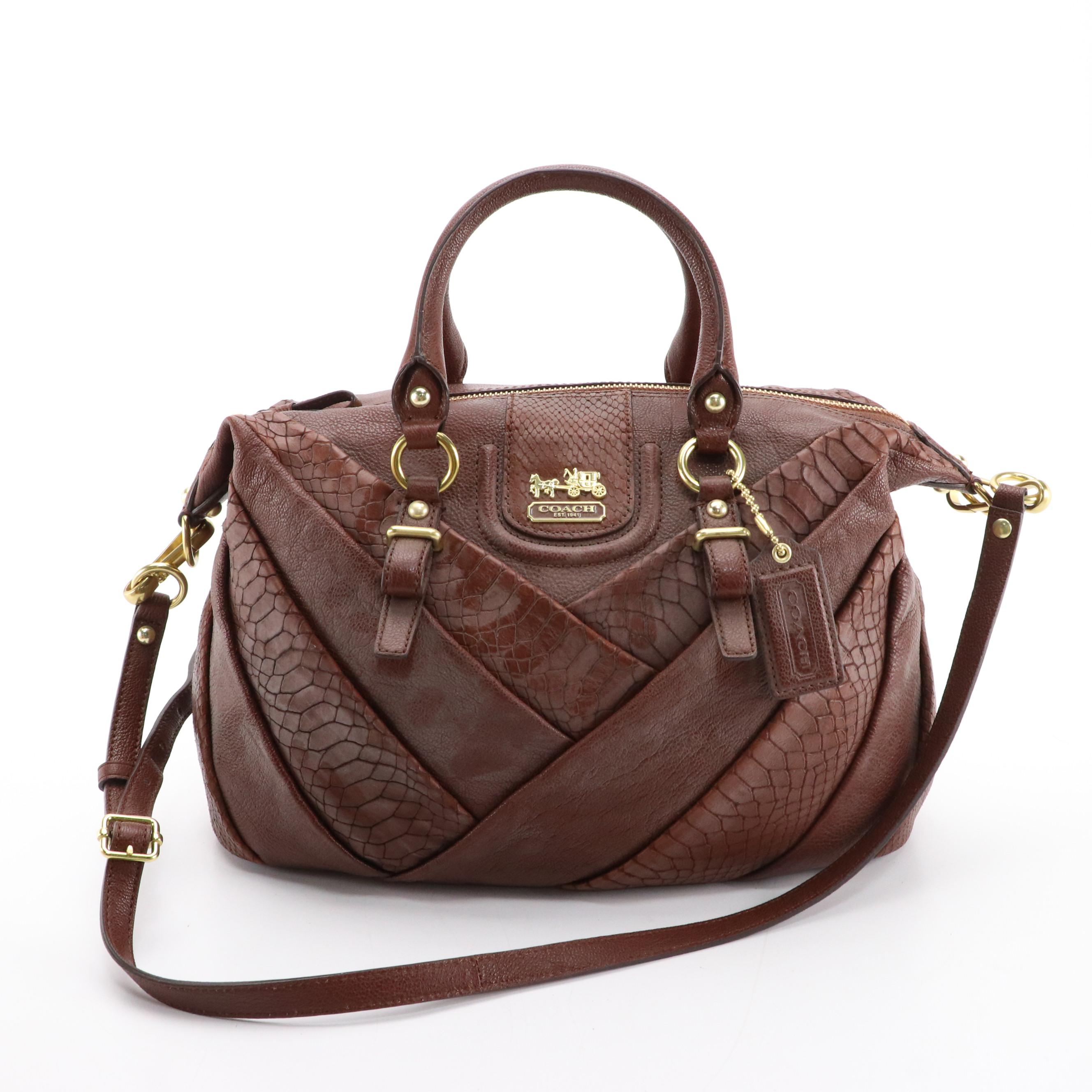Coach Madison Diagonal Pleated Leather 2Way, Pinnacle Caroline Python Satchel