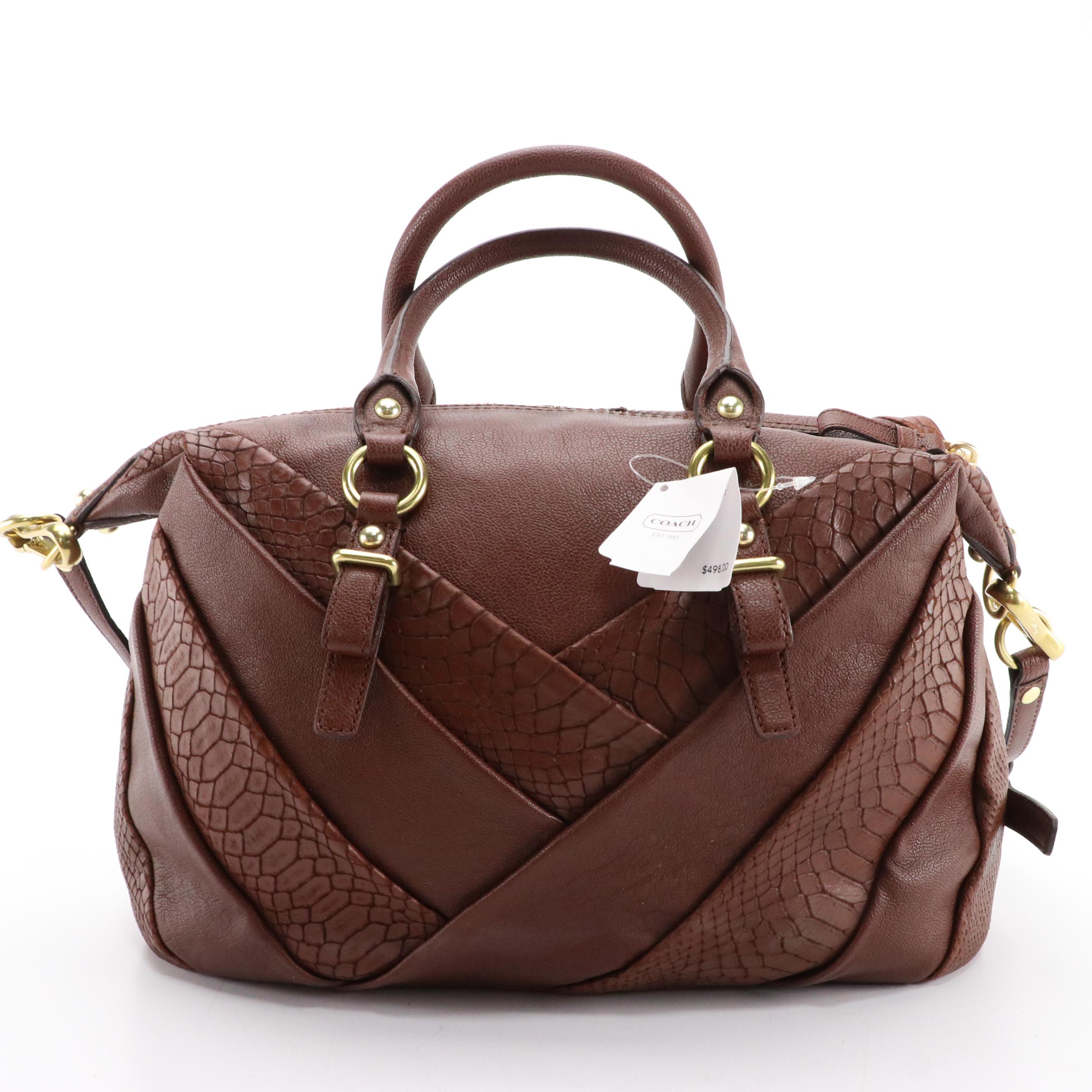 Coach Madison Diagonal Pleated Leather 2Way, Pinnacle Caroline Python Satchel