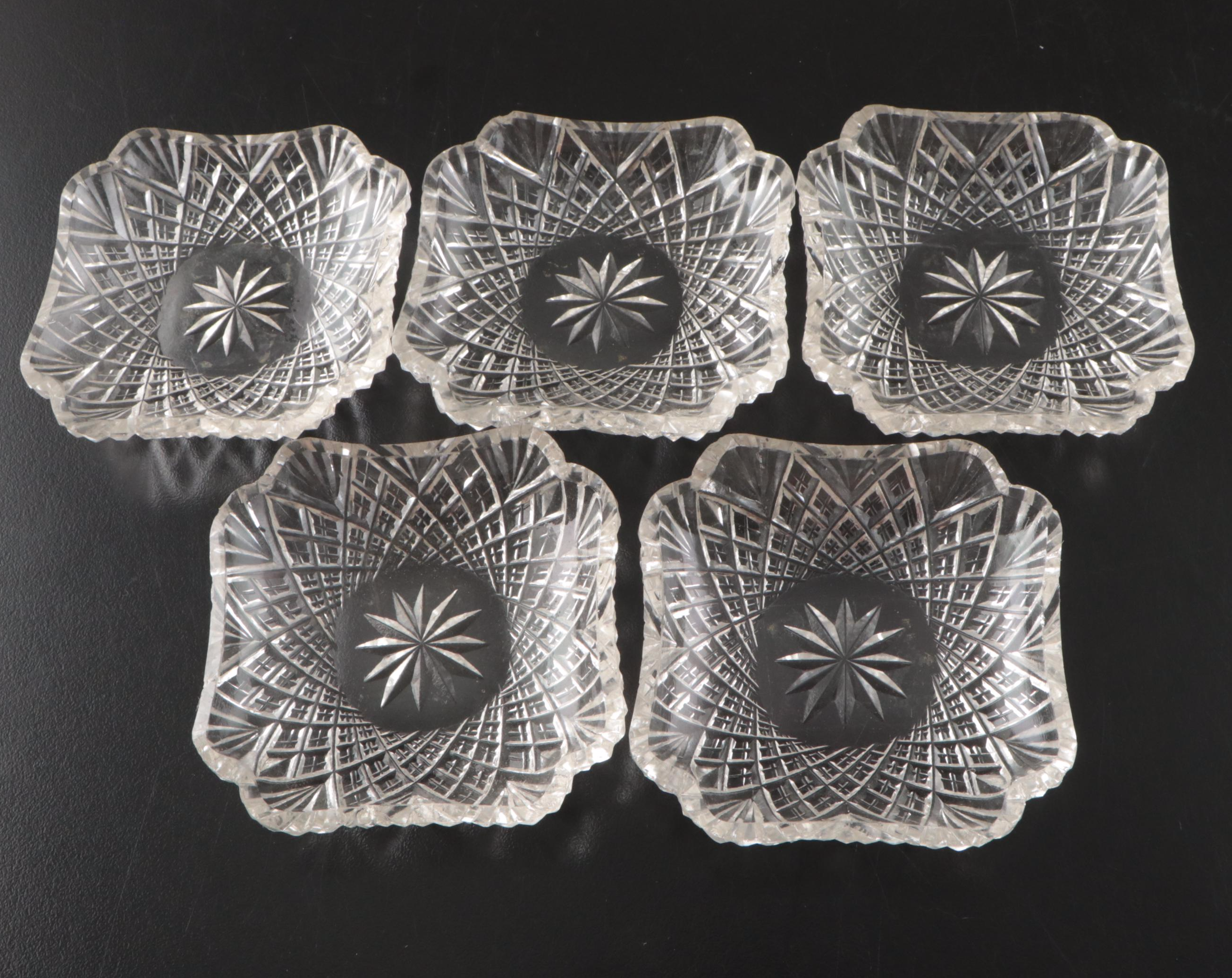American Brilliant Style Cut Glass Bowls and Etched Glass Coupes