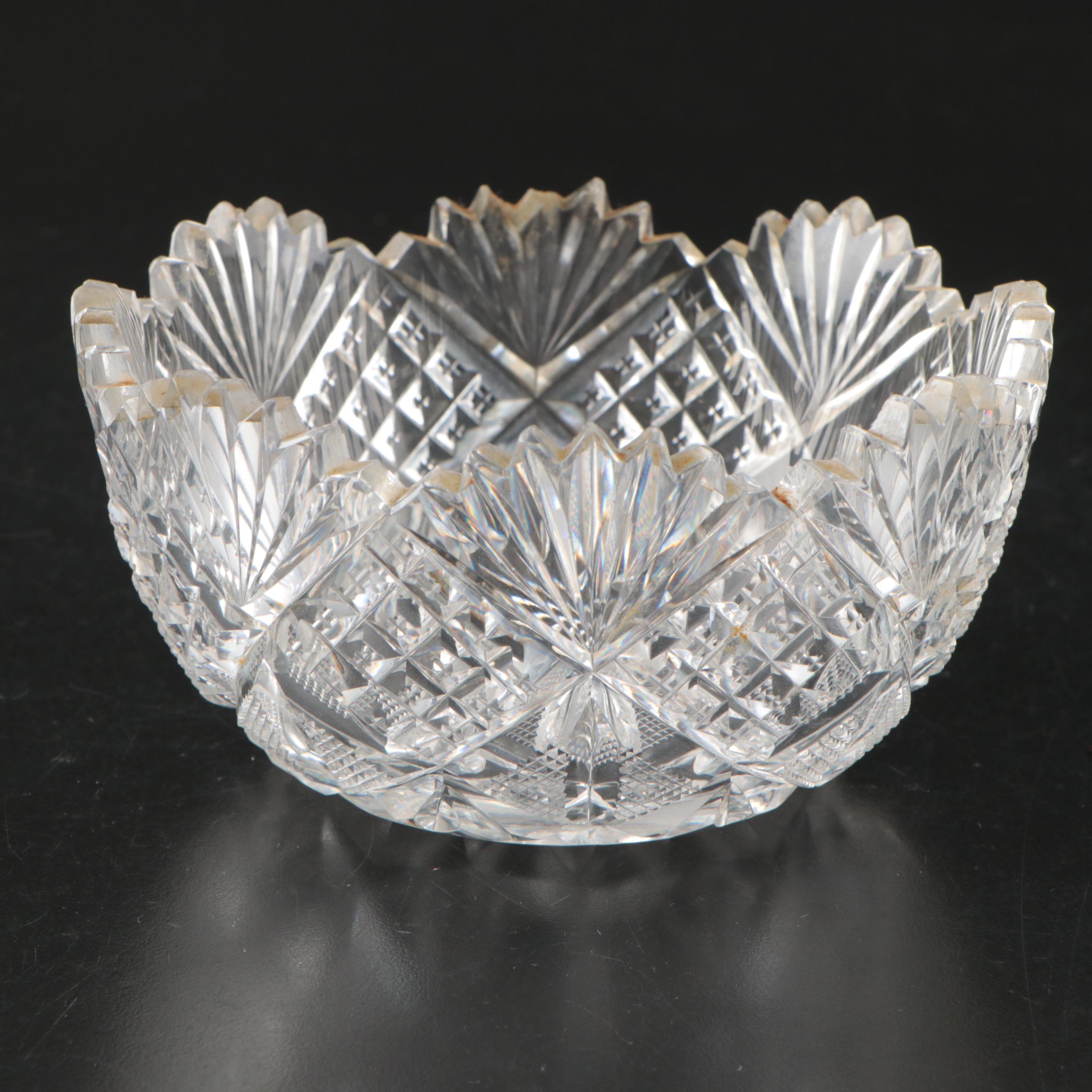 American Brilliant Style Cut Glass Bowls and Etched Glass Coupes