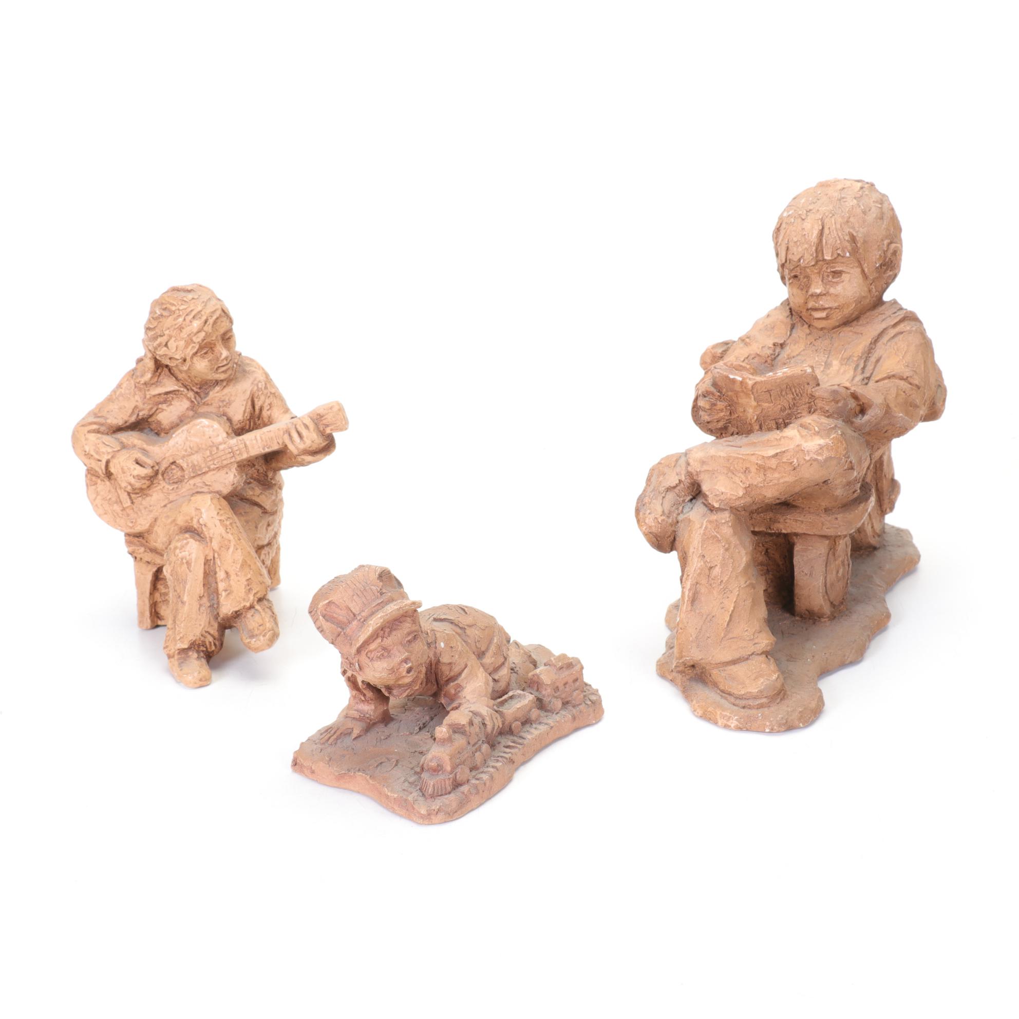 Abbey Press Resin Sculptures Including Boy Playing Guitar, 1970s