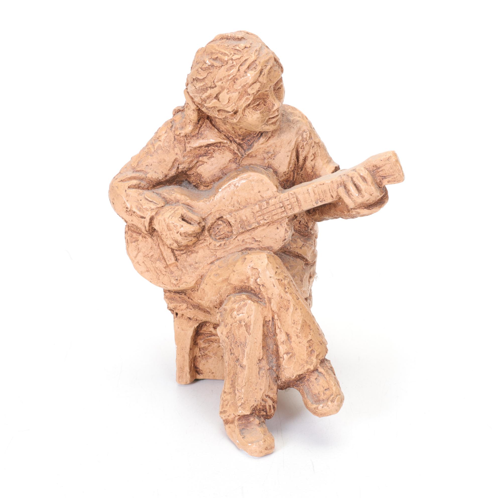 Abbey Press Resin Sculptures Including Boy Playing Guitar, 1970s