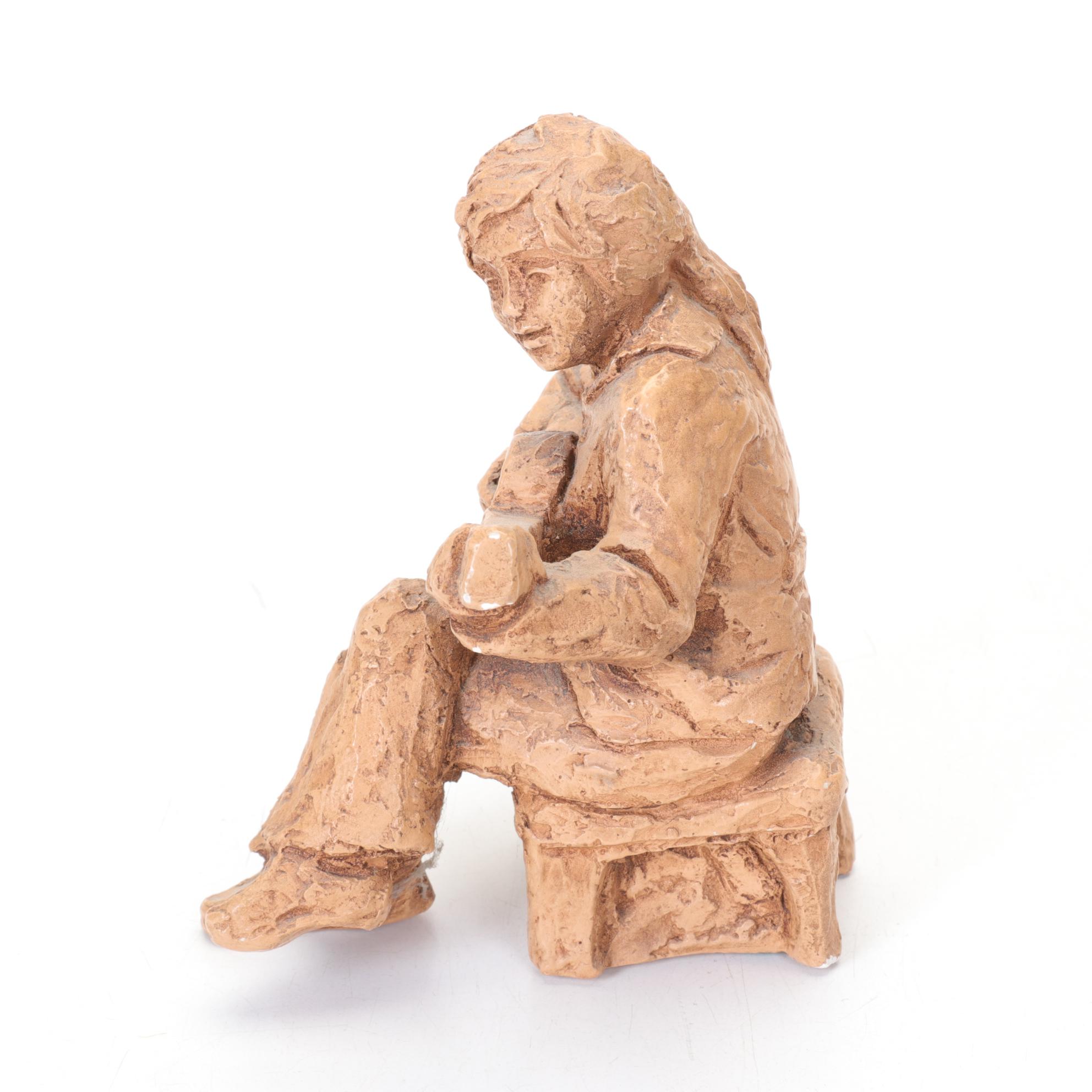 Abbey Press Resin Sculptures Including Boy Playing Guitar, 1970s