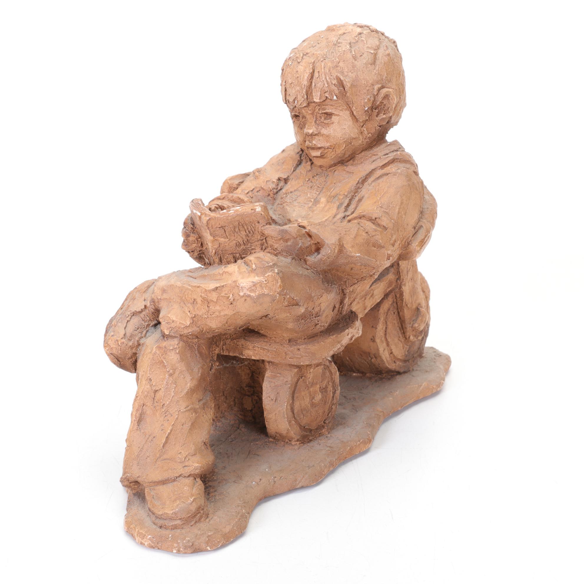 Abbey Press Resin Sculptures Including Boy Playing Guitar, 1970s