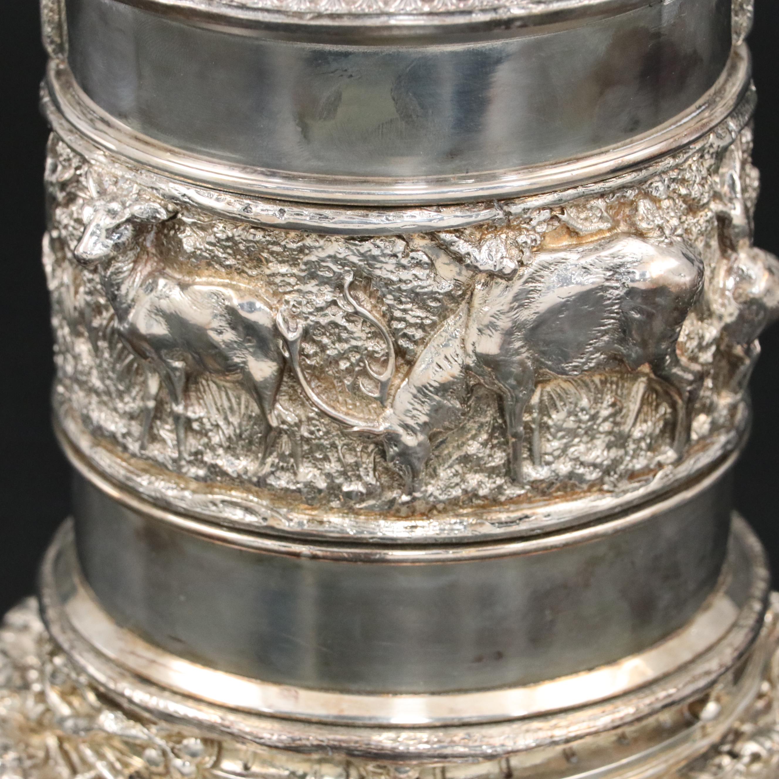 Victorian Silver Plate Repoussé Barrel, Late 19th/Early 20th Century