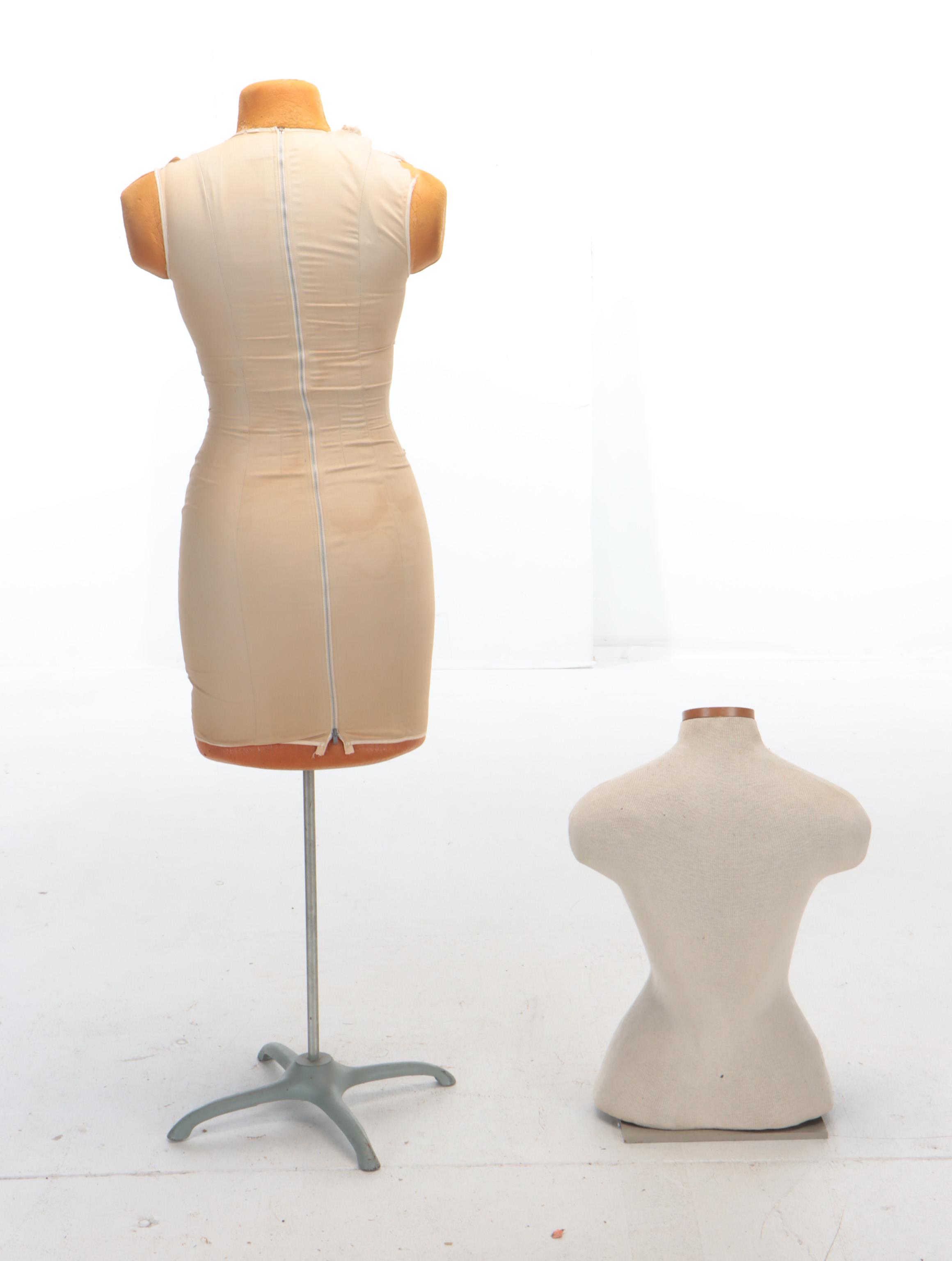 Foam, Fabric, and Wood Torso Mannequin and Dress Form