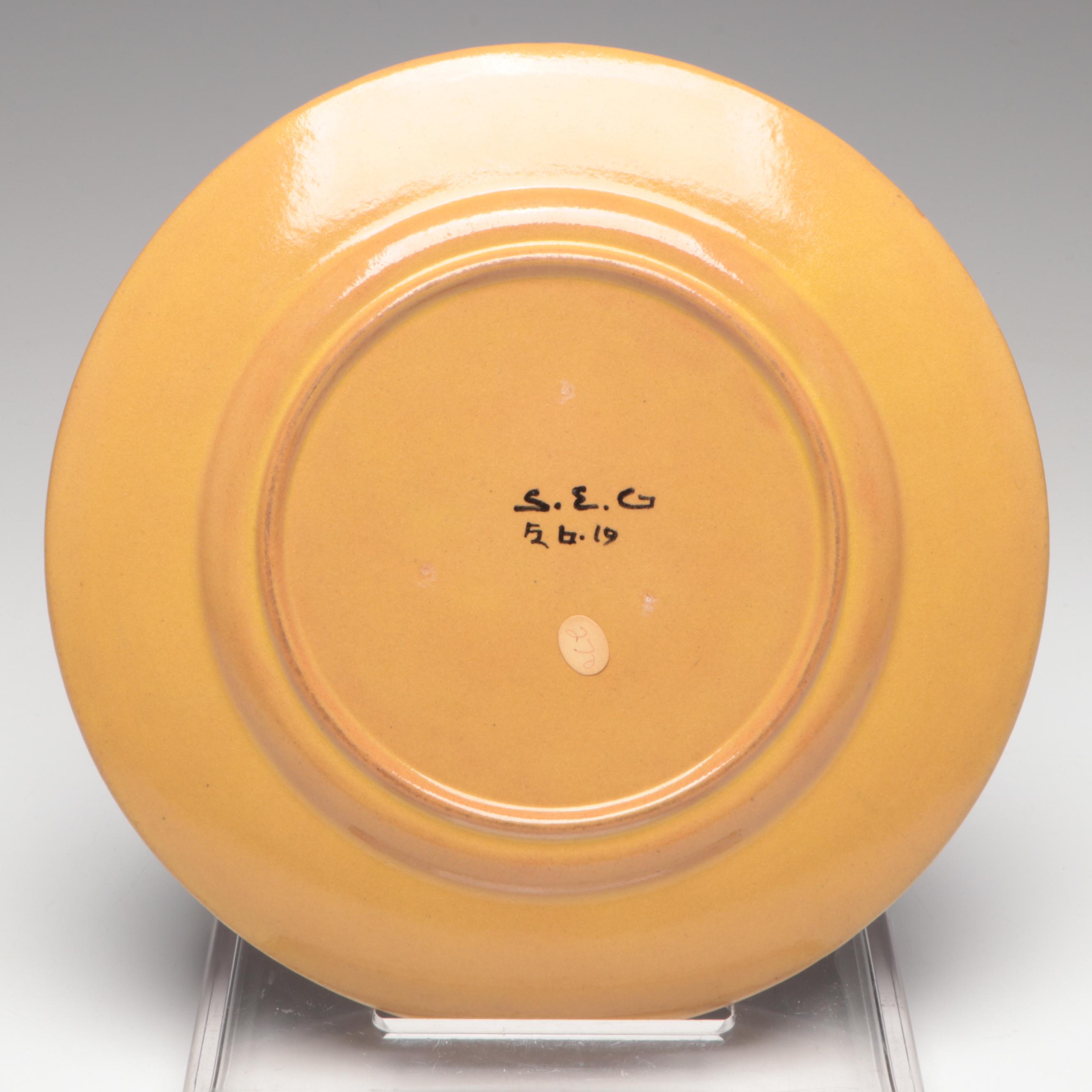 Saturday Evening Girls Lotus Rimmed Ocher Plate, 1919