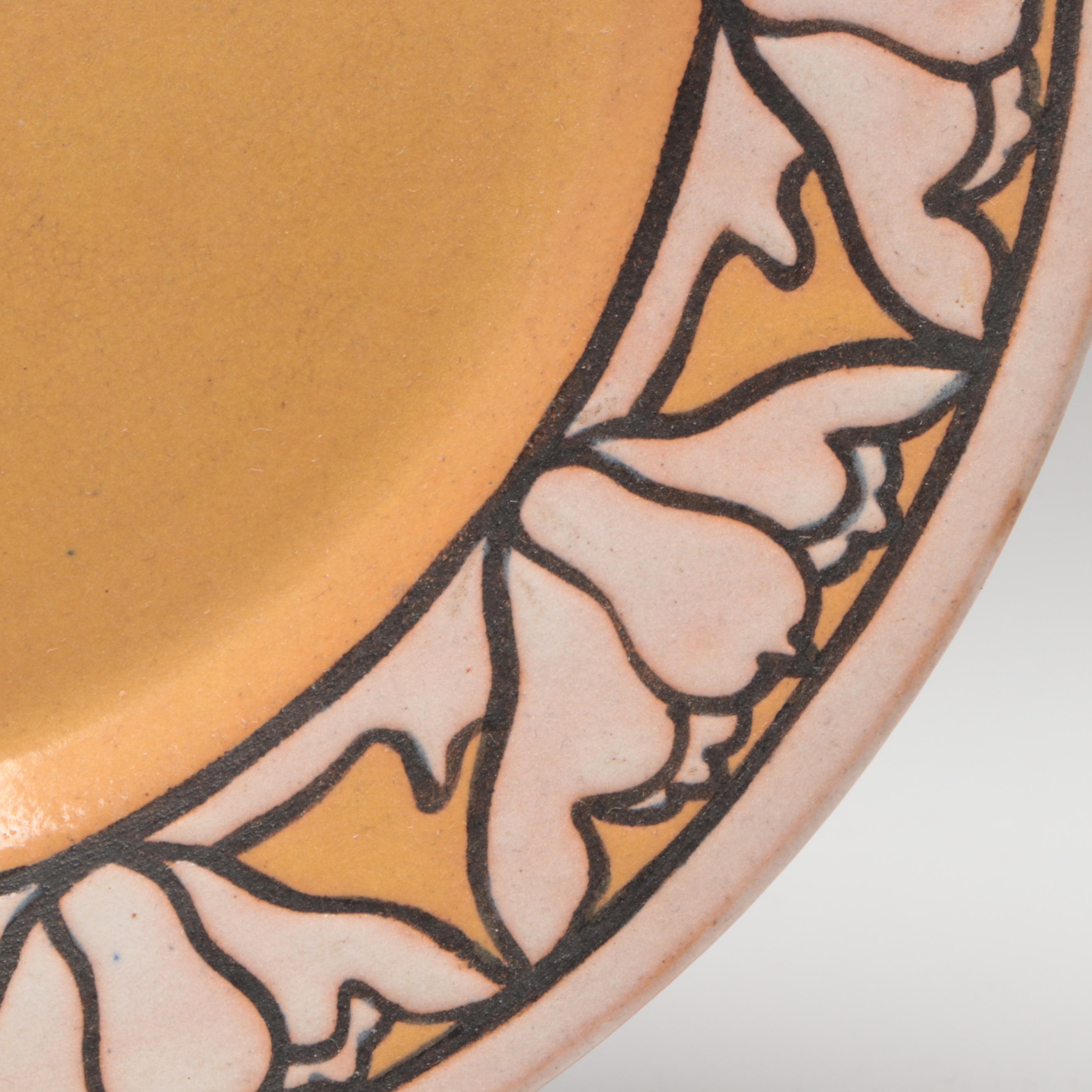 Saturday Evening Girls Lotus Rimmed Ocher Plate, 1919