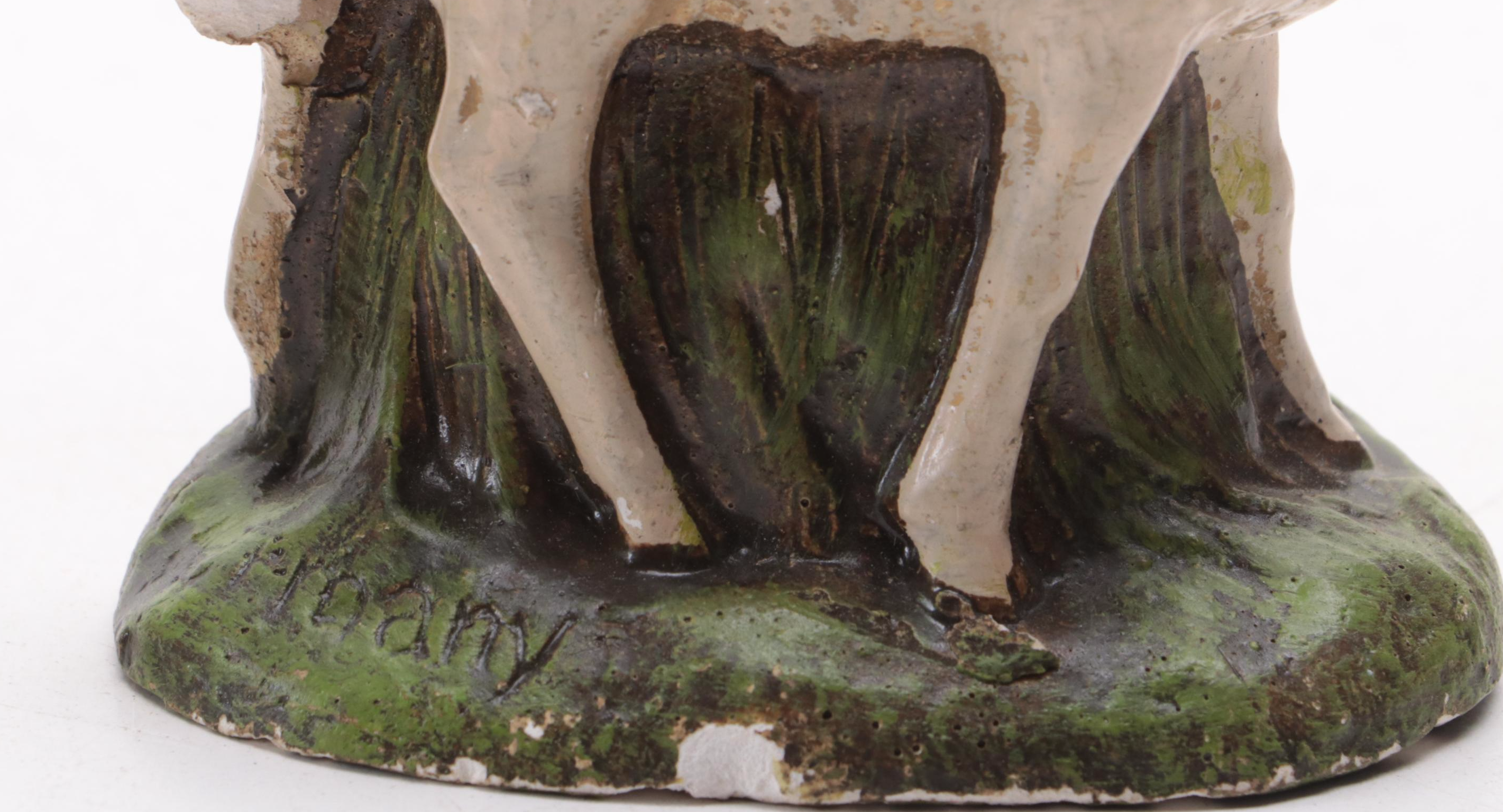 German and Other Chalkware Sheep and Shepherd Figurines, Mid-20th Century