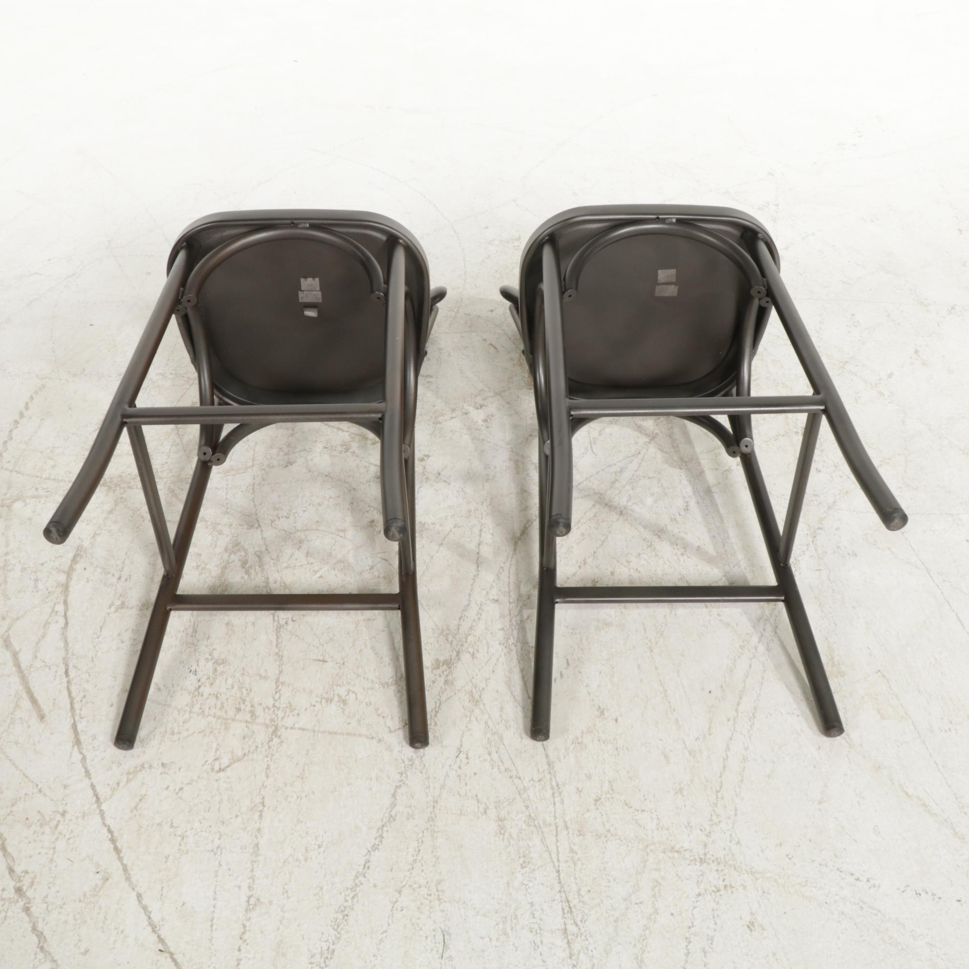 Pair of Pottery Barn French Bistro Style Tubular Steel X-Back Barstools