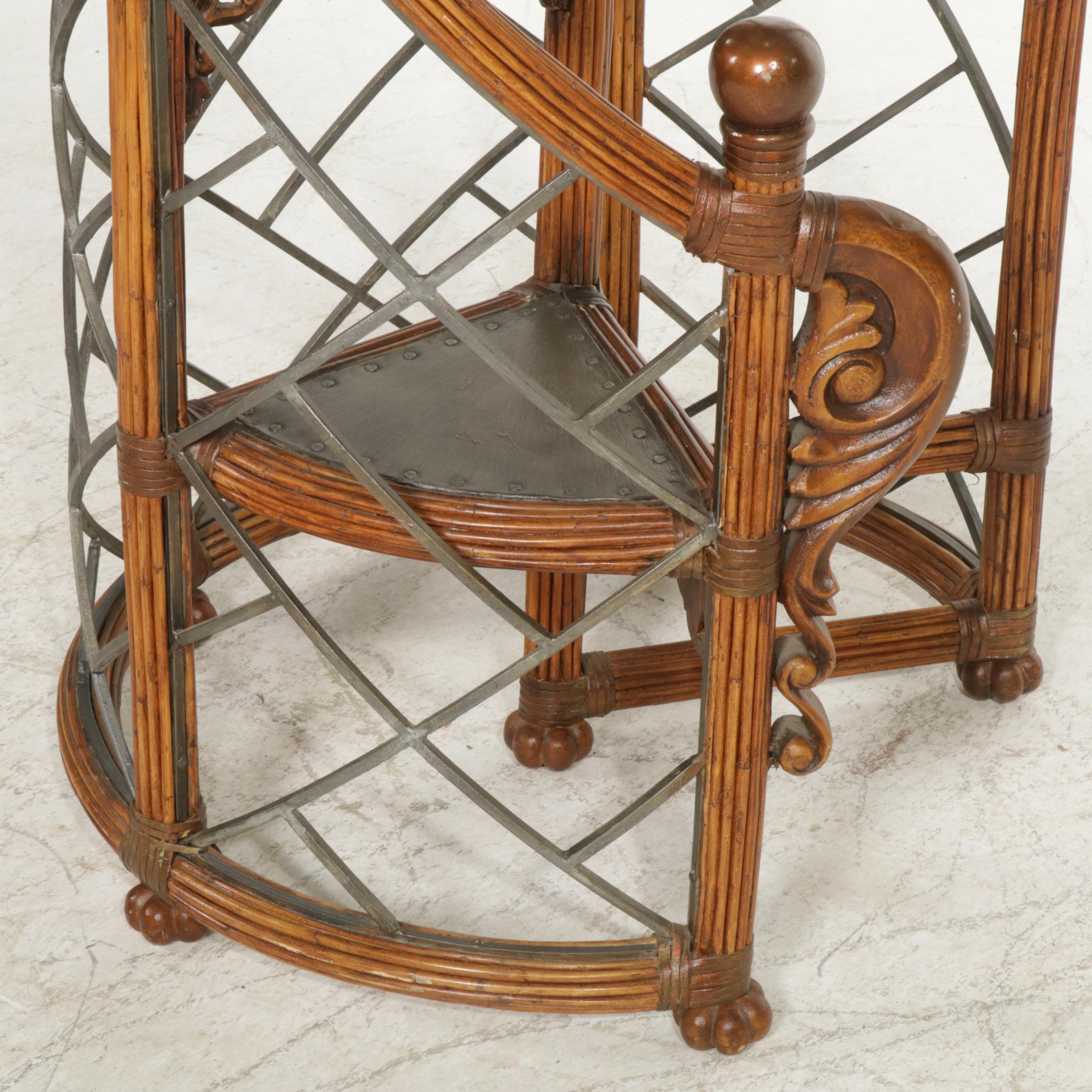 Victorian Style Rattan and Iron Spiral Staircase Model
