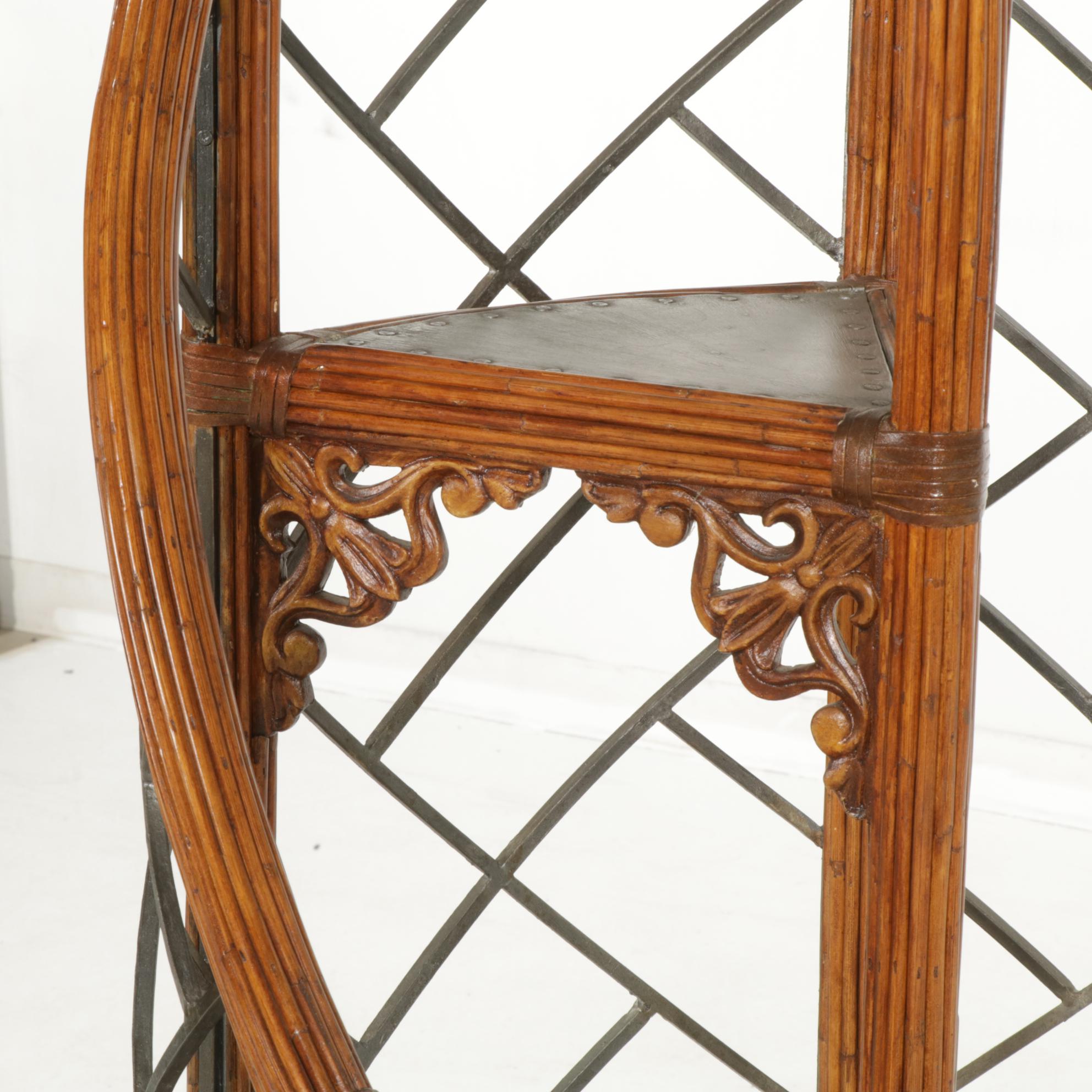 Victorian Style Rattan and Iron Spiral Staircase Model
