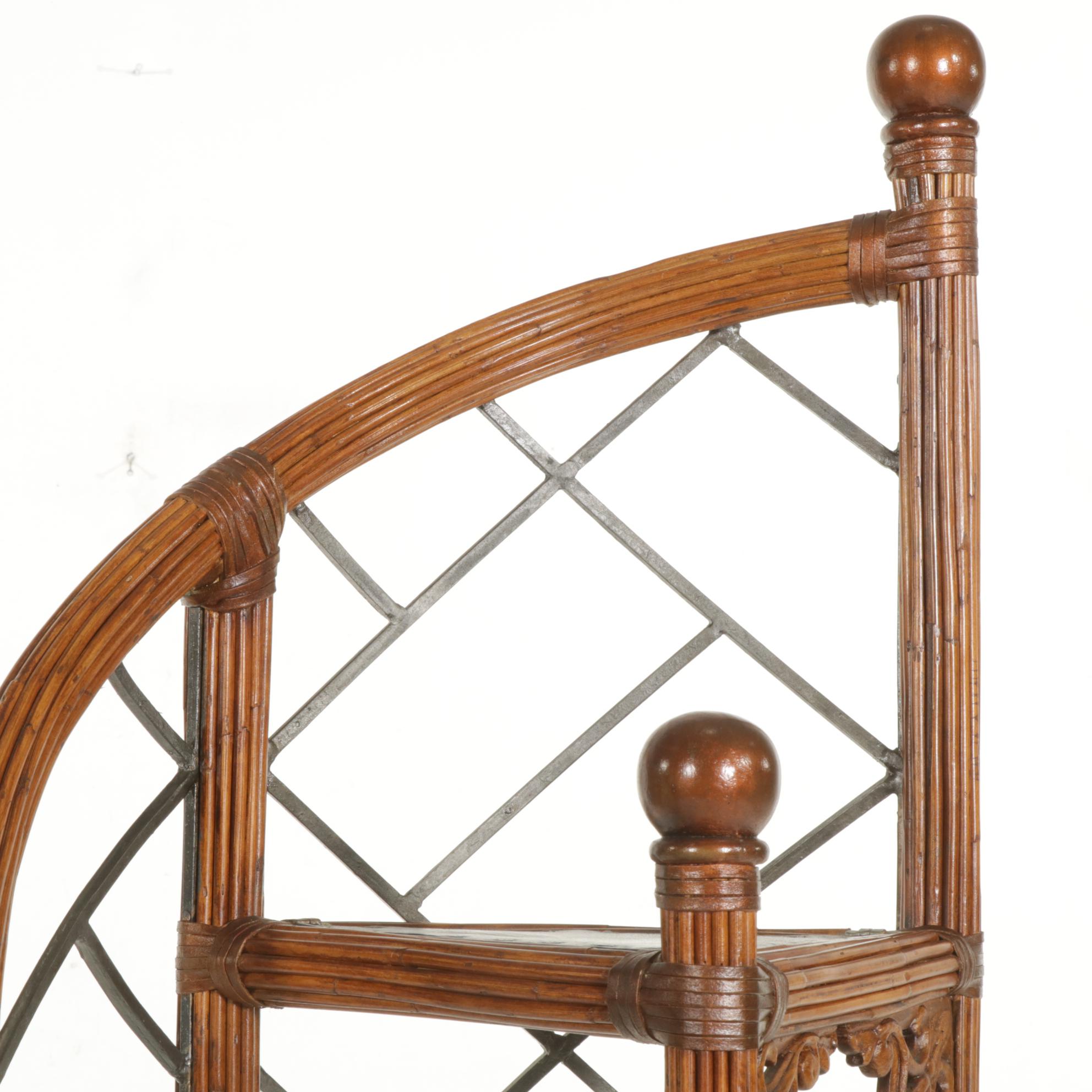 Victorian Style Rattan and Iron Spiral Staircase Model