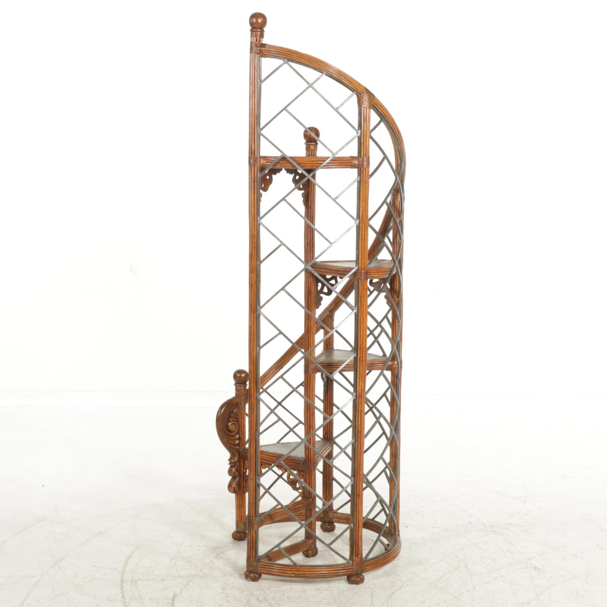 Victorian Style Rattan and Iron Spiral Staircase Model