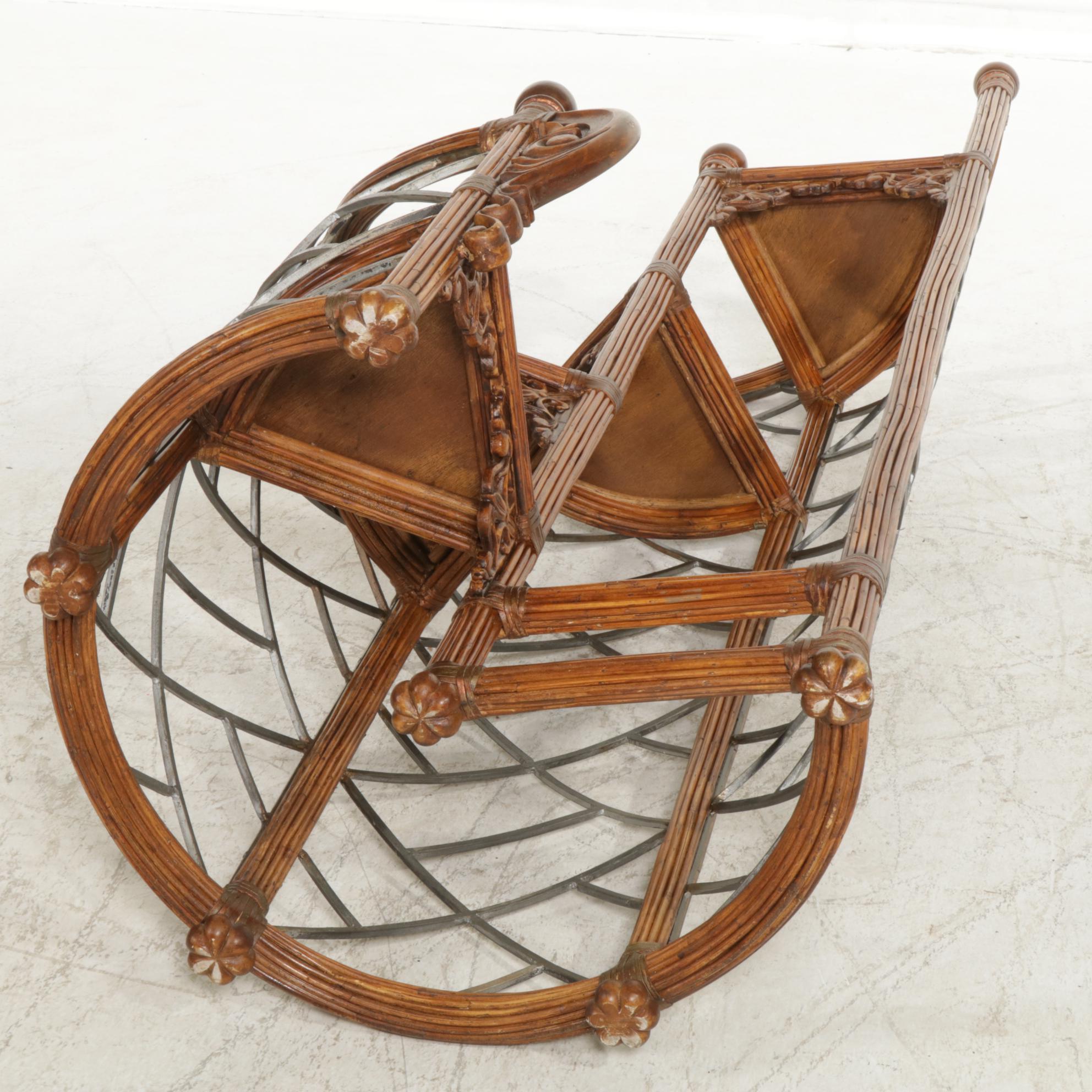 Victorian Style Rattan and Iron Spiral Staircase Model