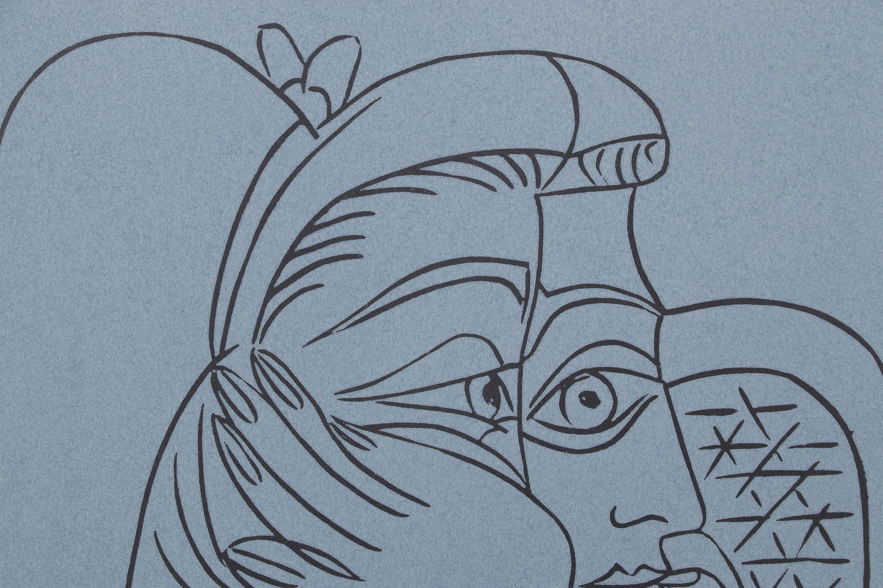 Pablo Picasso Linocut "Woman's Head Resting on Her Elbows" 1962