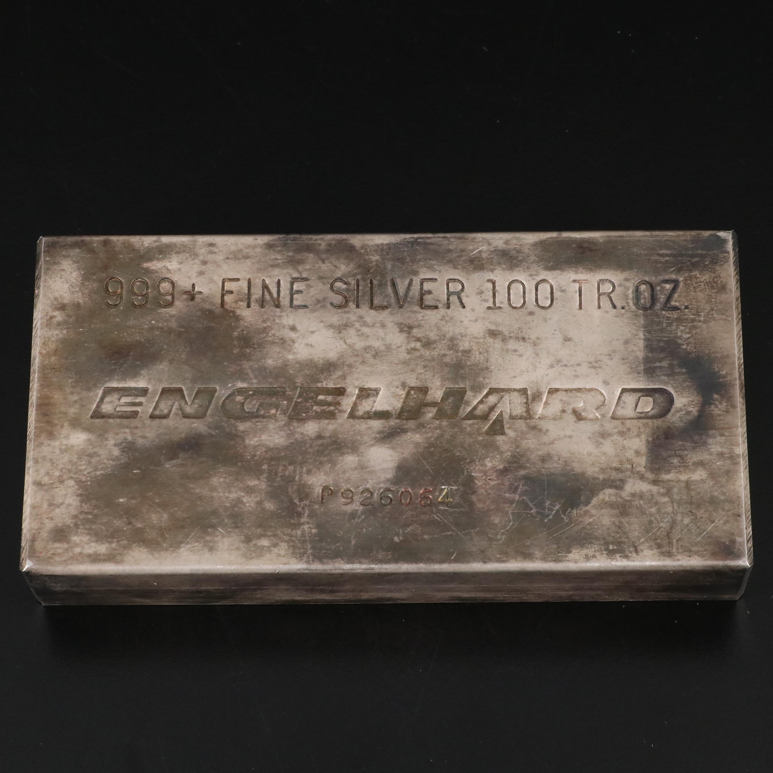 Engelhard One Hundred Troy Ounce .999 Fine Silver Bar
